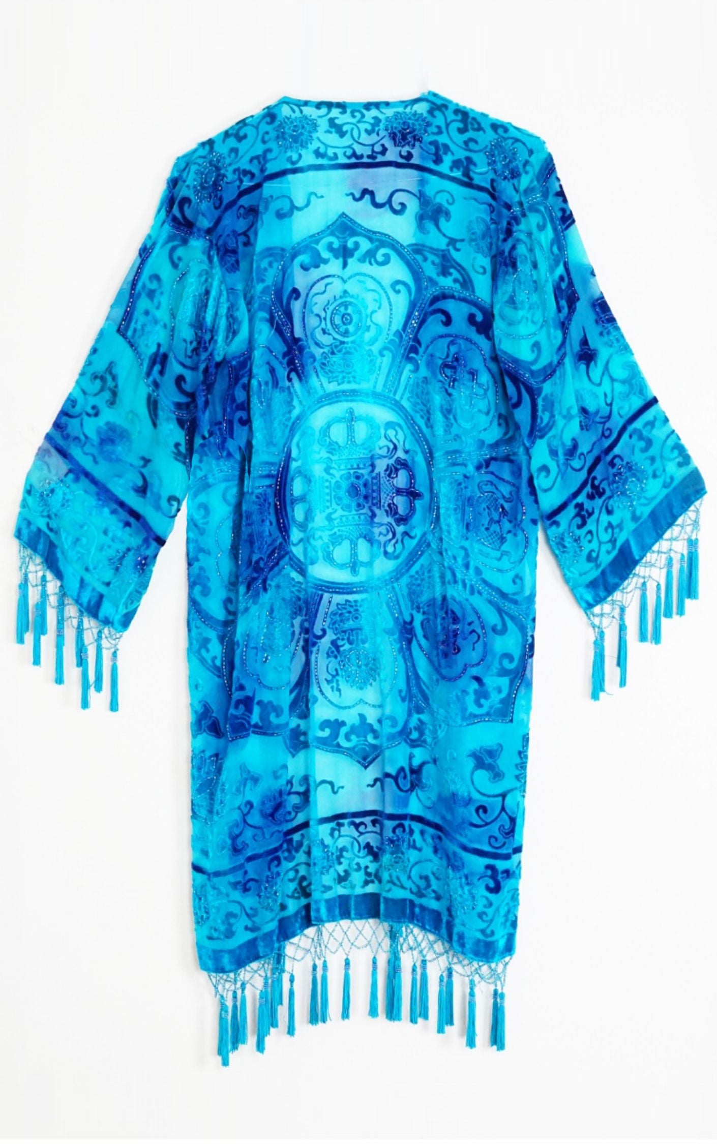 VINTAGE Blue Tassel Kimono Cardigan resellum