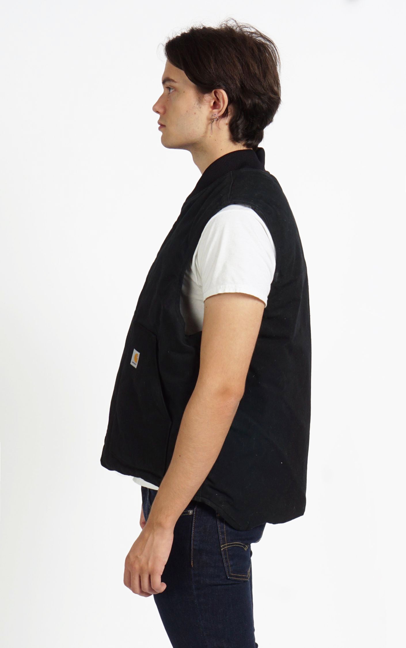 CARHARTT Logo Black Workwear Cotton Zip Up Vest resellum