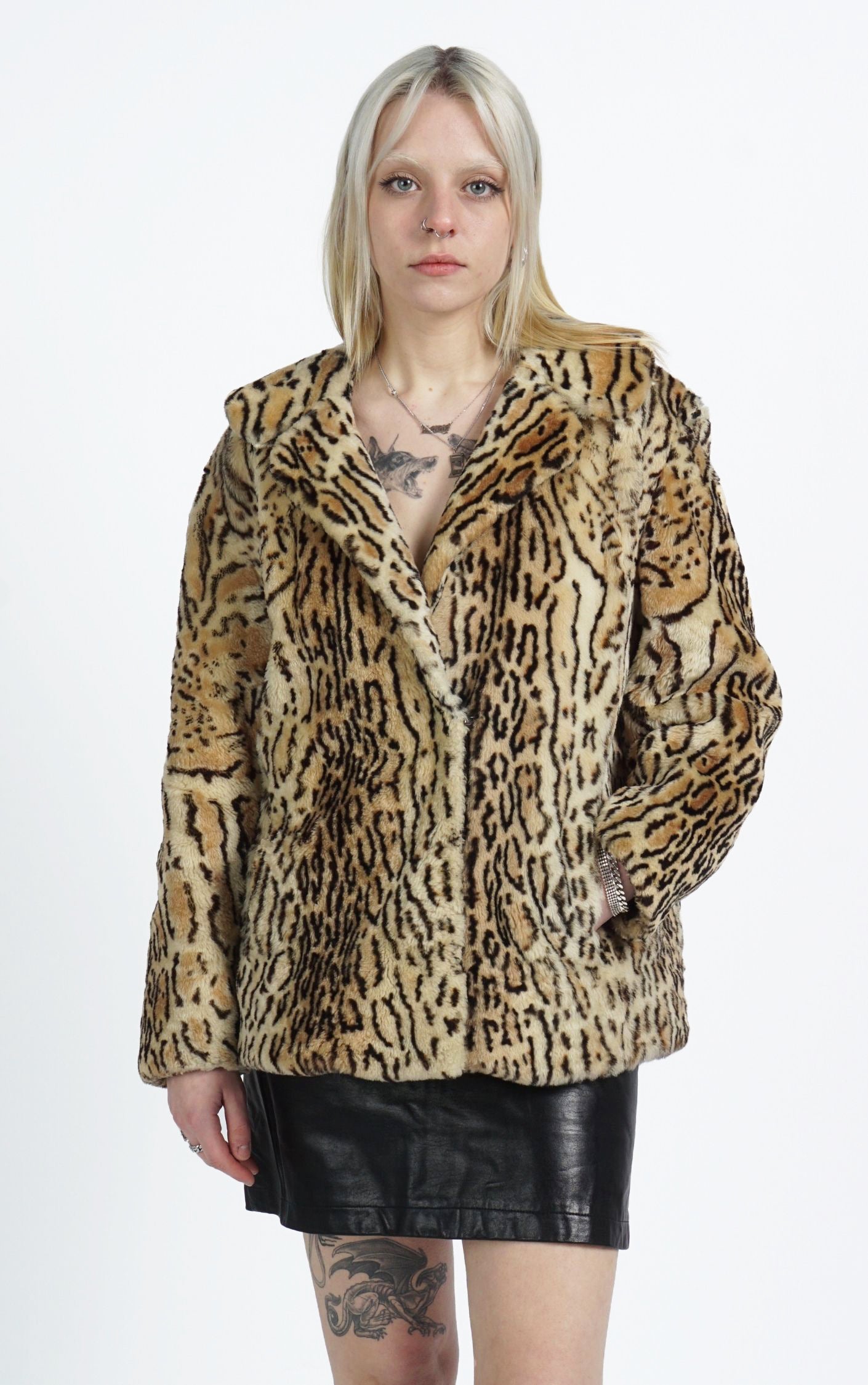 VINTAGE Leopard Cheetah Real Fur Boho Indie Jacket resellum