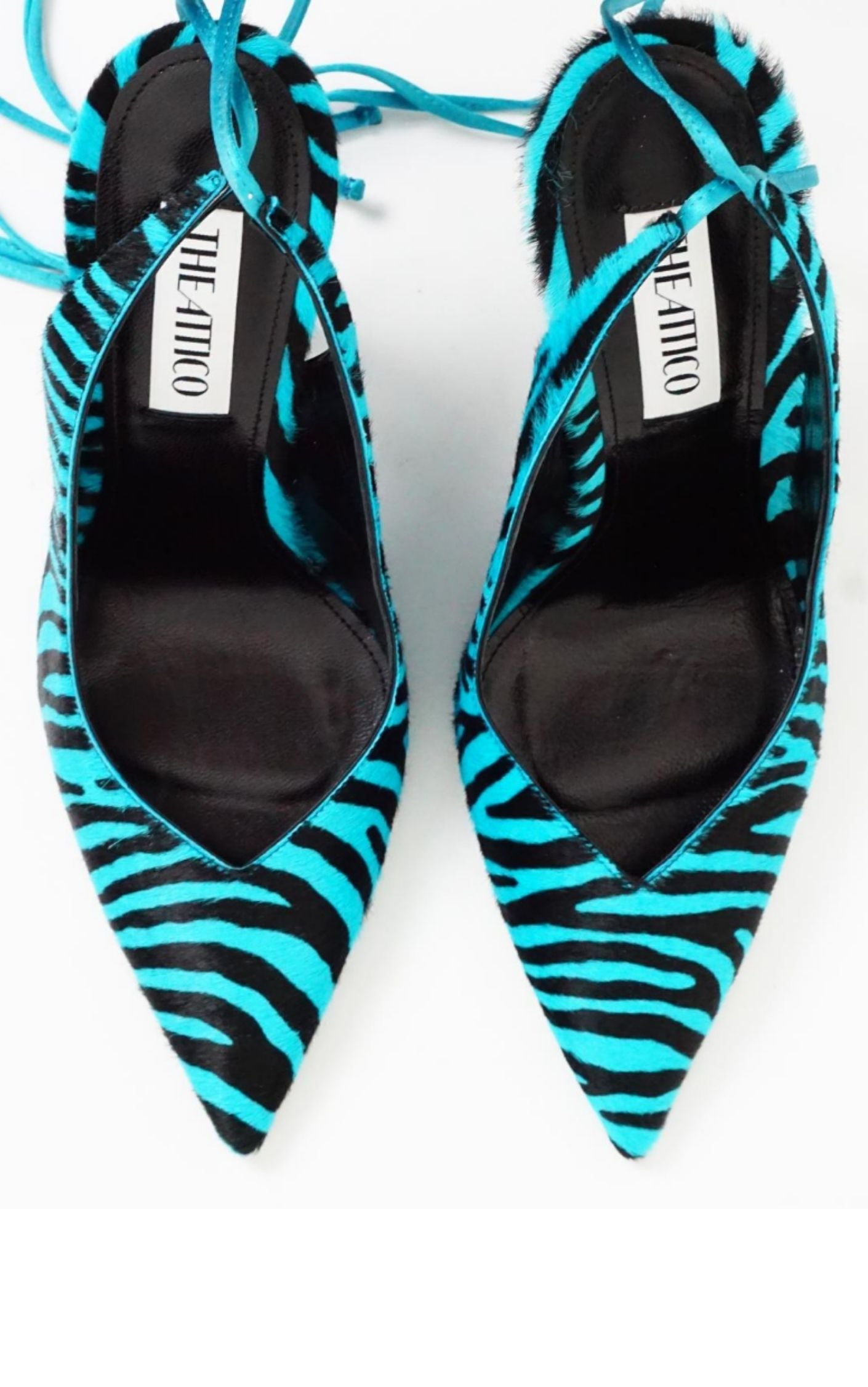 THE ATTICO Zebra Print Strap Lace Up Sandals