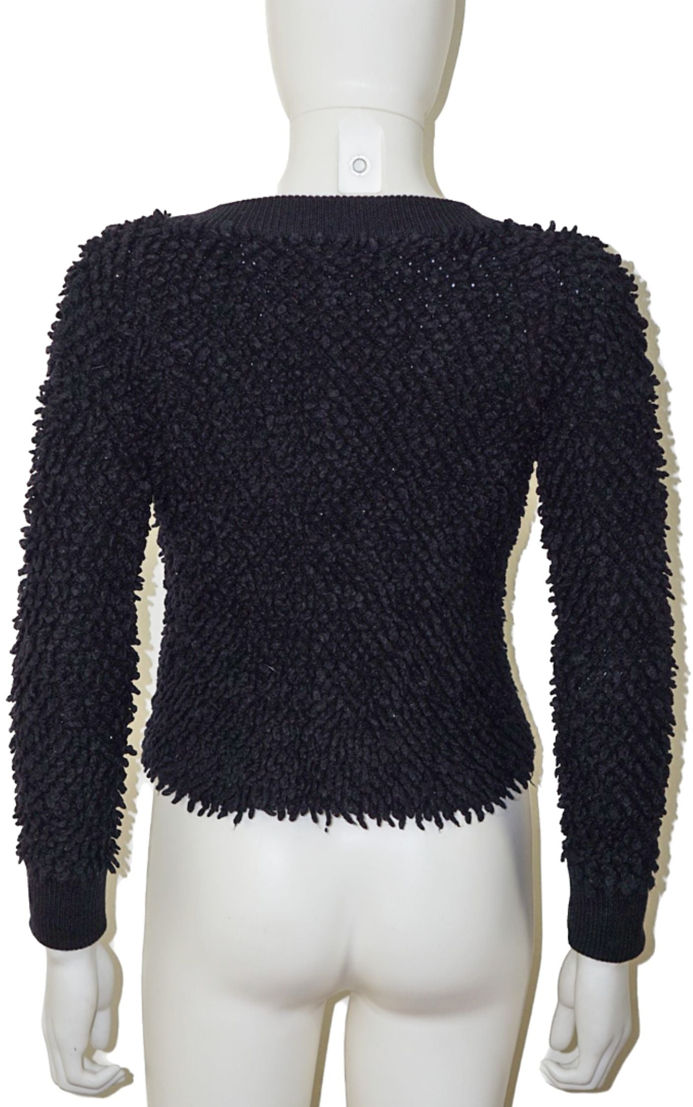 ALEXANDER MCQUEEN Black Teddy Loop Yarn Zip Wool Jacket resellum