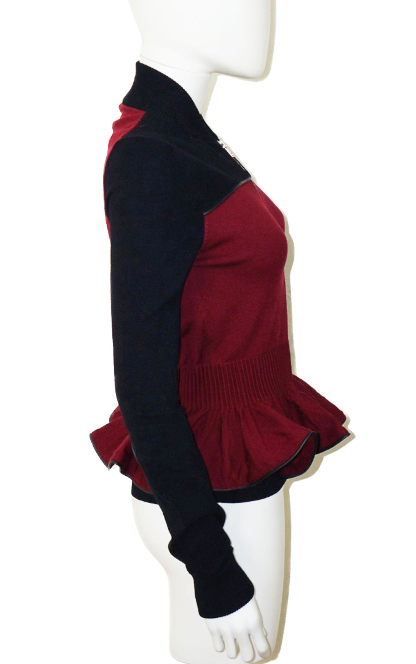 ALEXANDER MCQUEEN Zip Up Knit Peplum Sweater resellum