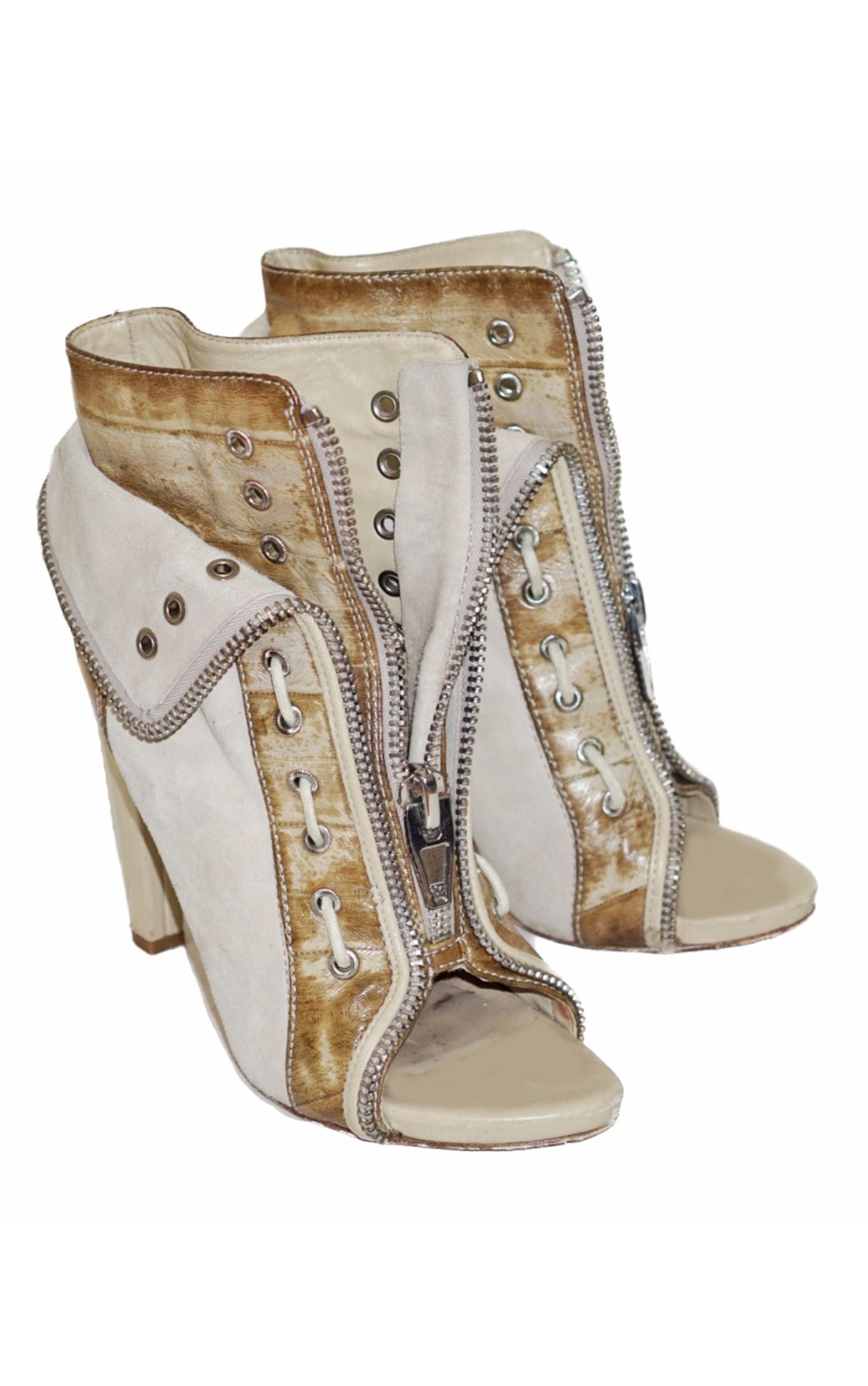 ALEXANDER WANG Freja Creme Zipper Booties resellum