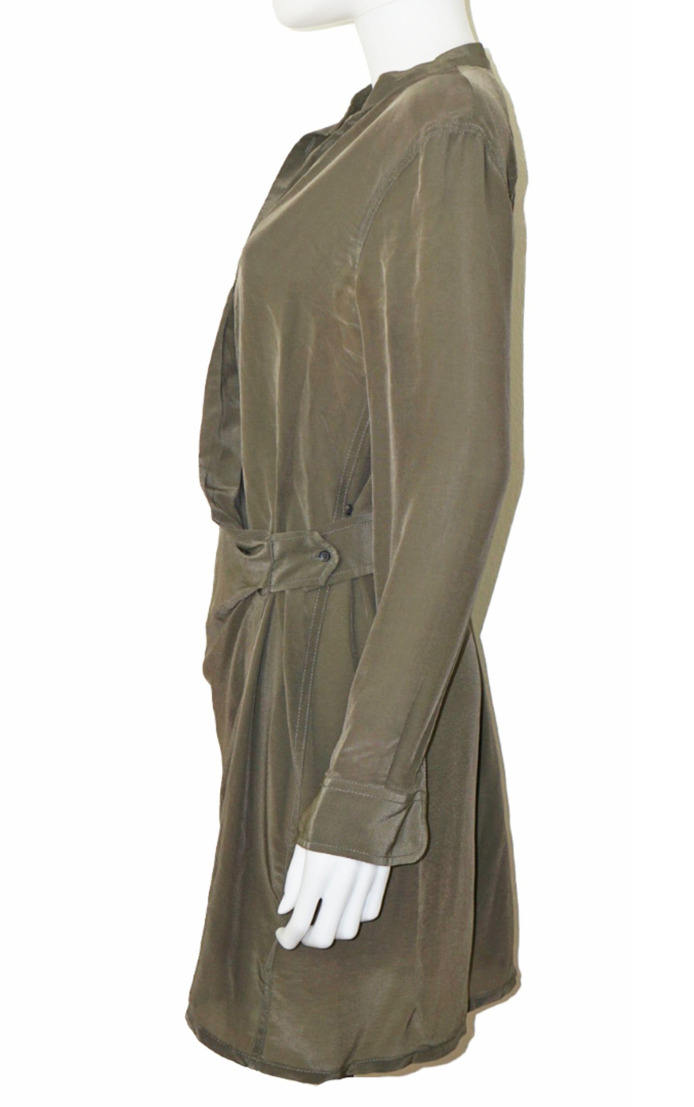 ALL SAINTS Khaki Asymmetrical Drape Mini Dress resellum