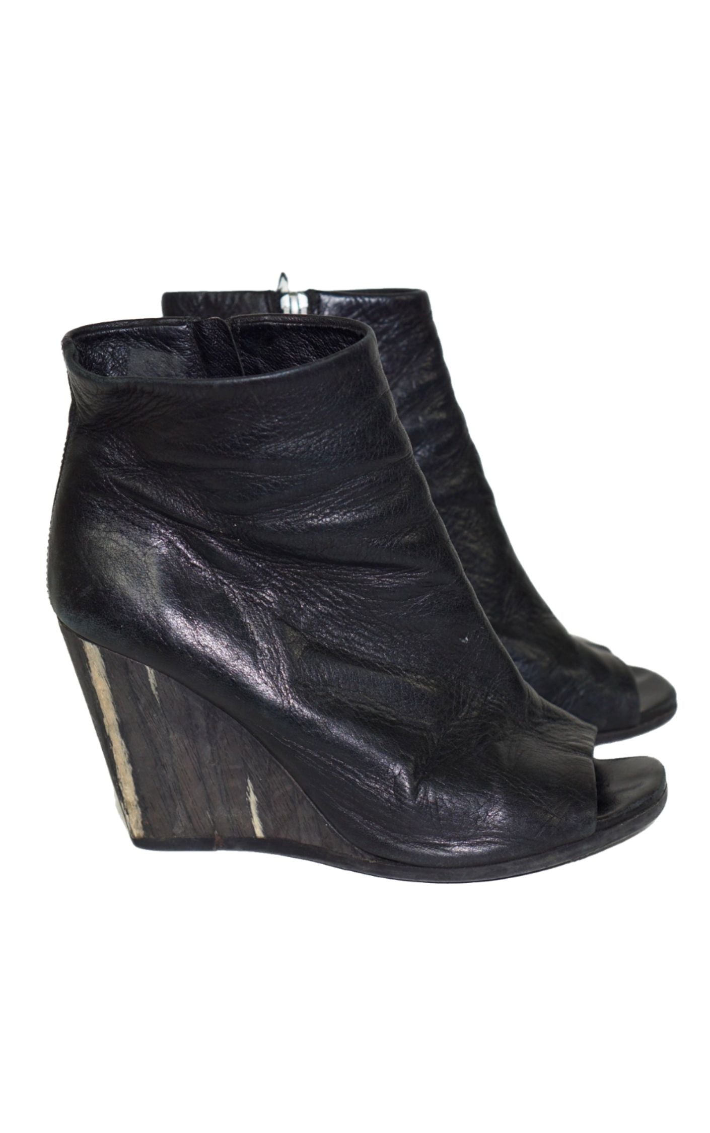 ALL SAINTS Open Toe Leather Wedge Boots