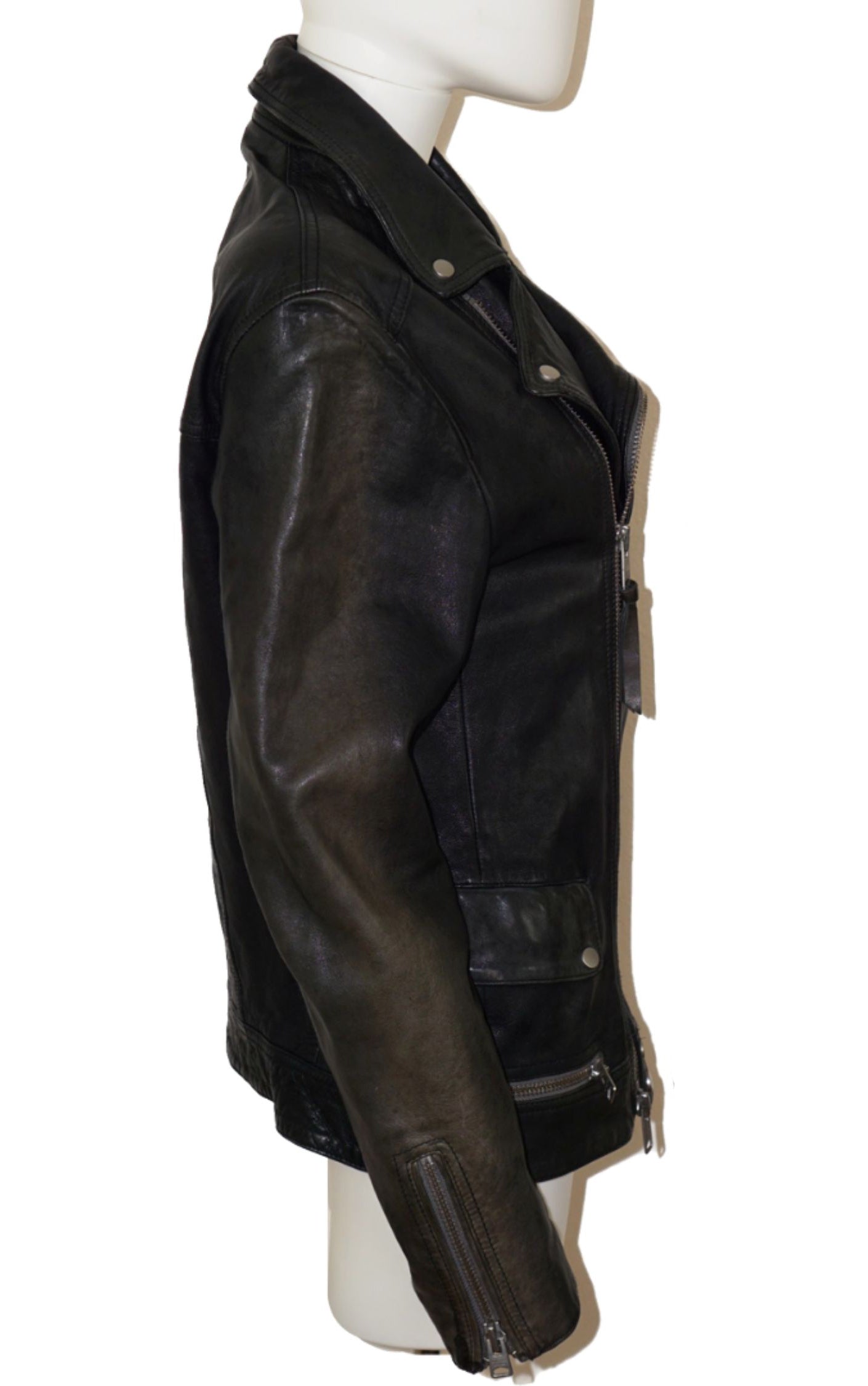 ALLSAINTS Koban Black Leather Biker Jacket resellum