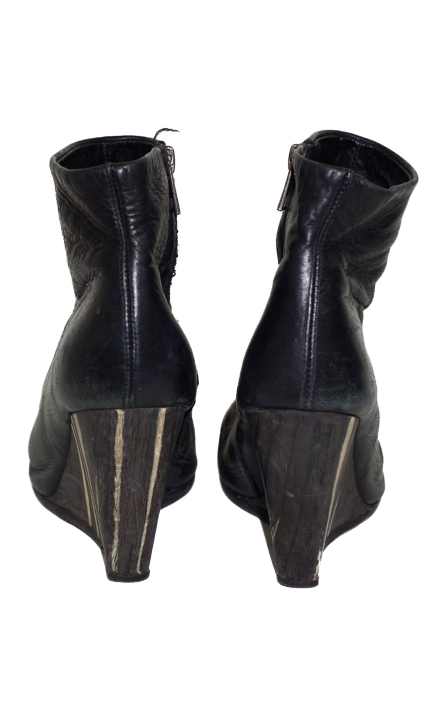 ALL SAINTS Open Toe Leather Wedge Boots
