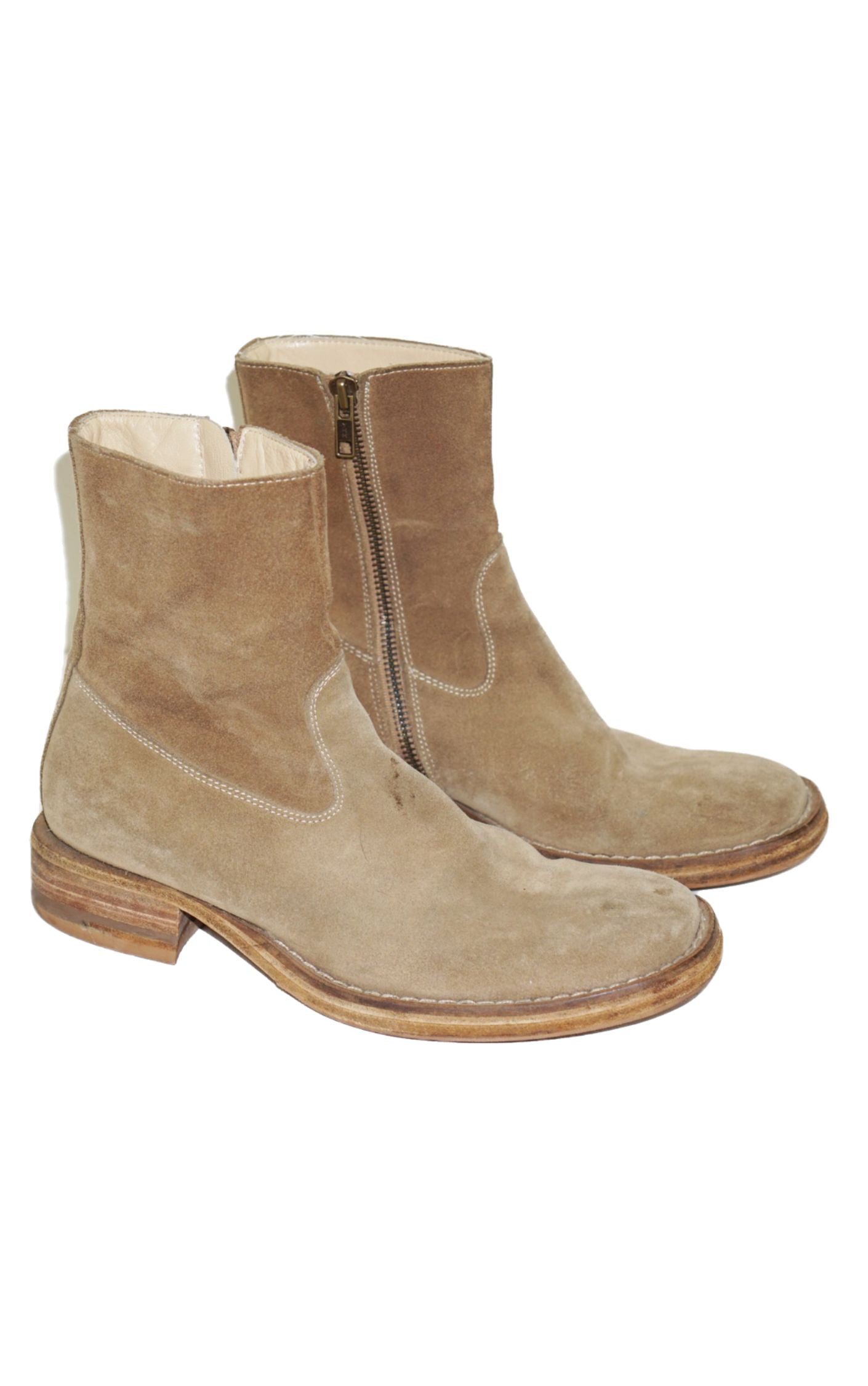 ANN DEMEULEMEESTER Suede Square Toe Boots resellum