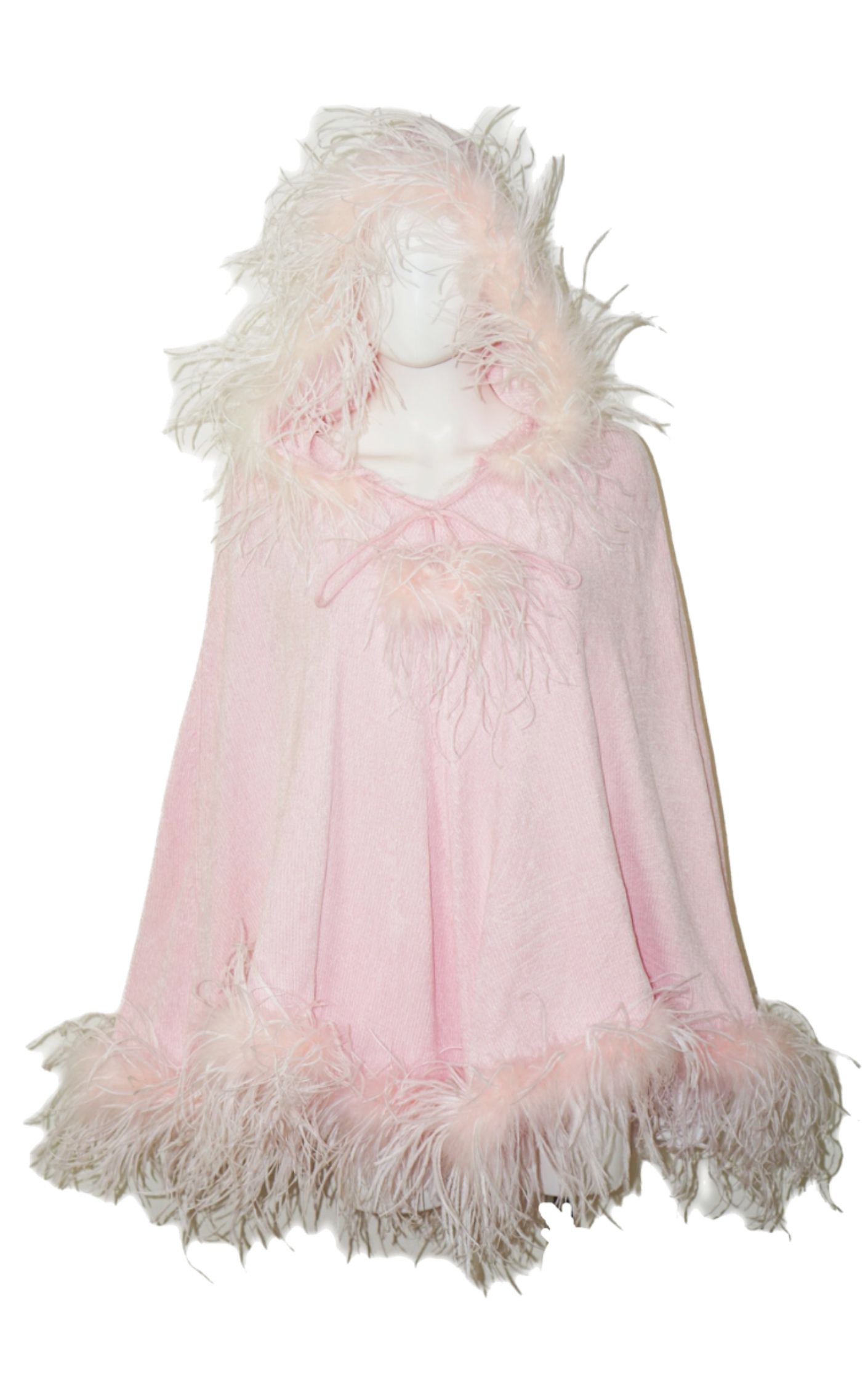 BEREK Takako Sakon Pink Feather Knit Poncho resellum
