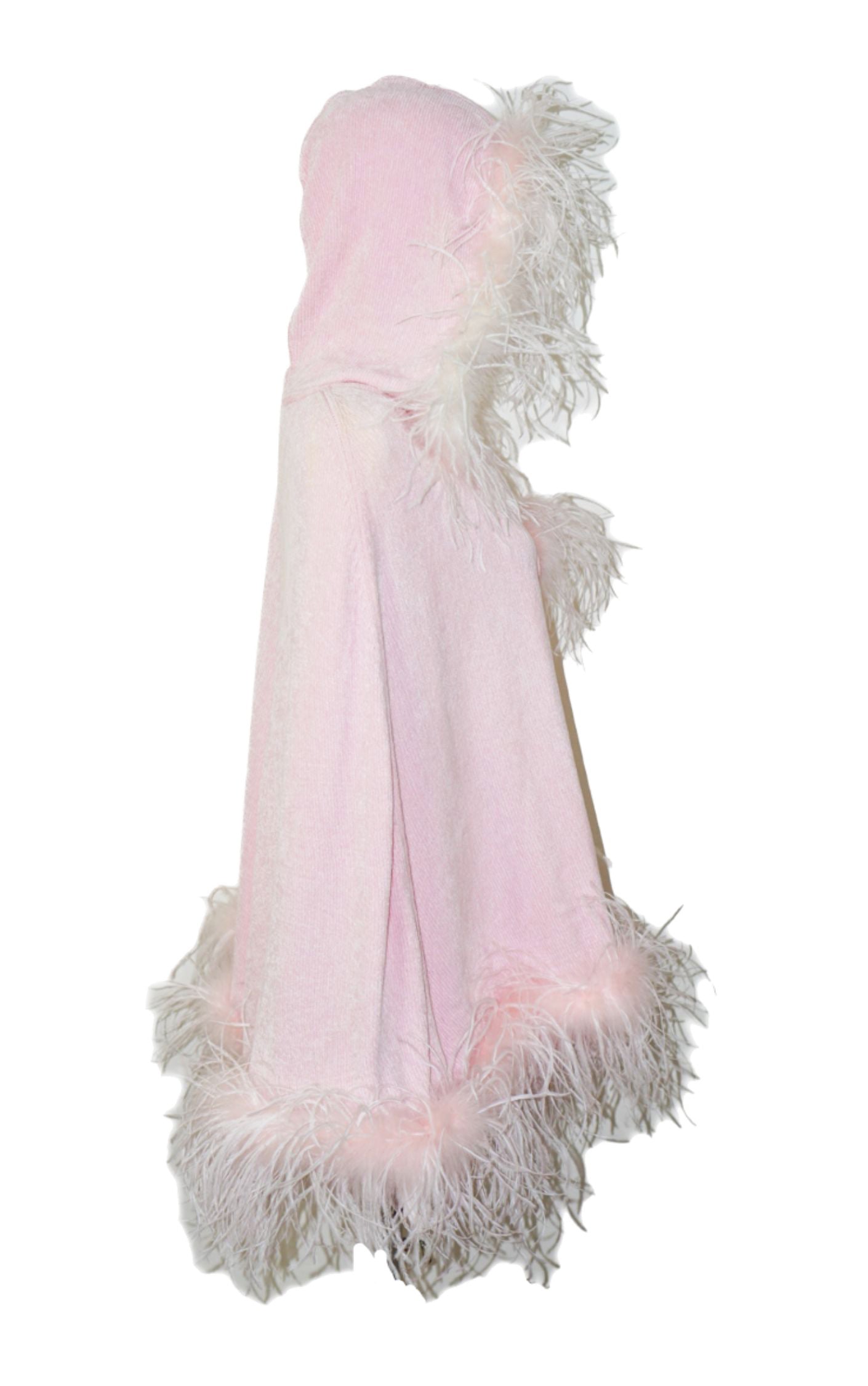 BEREK Takako Sakon Pink Feather Knit Poncho resellum