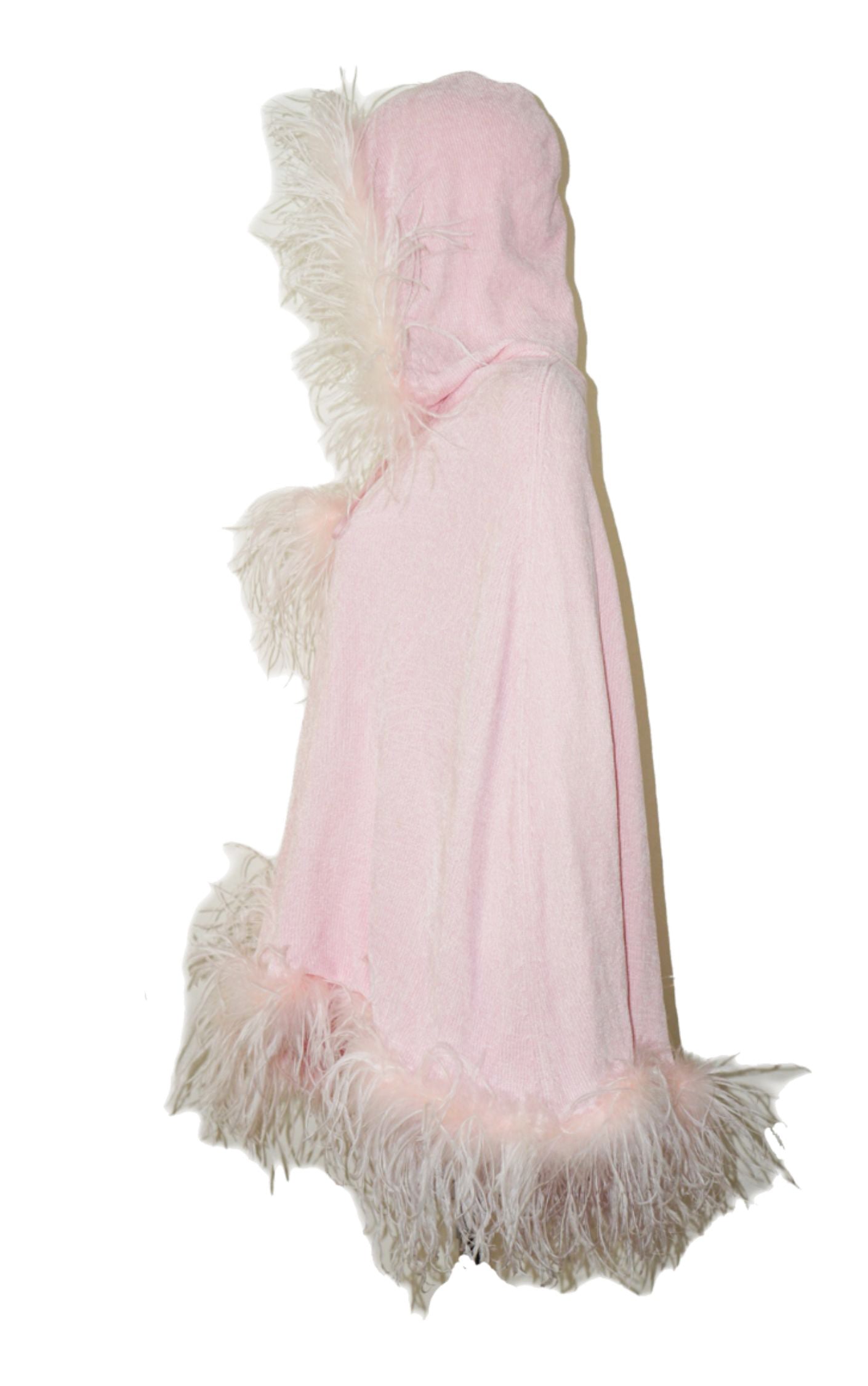 BEREK Takako Sakon Pink Feather Knit Poncho resellum