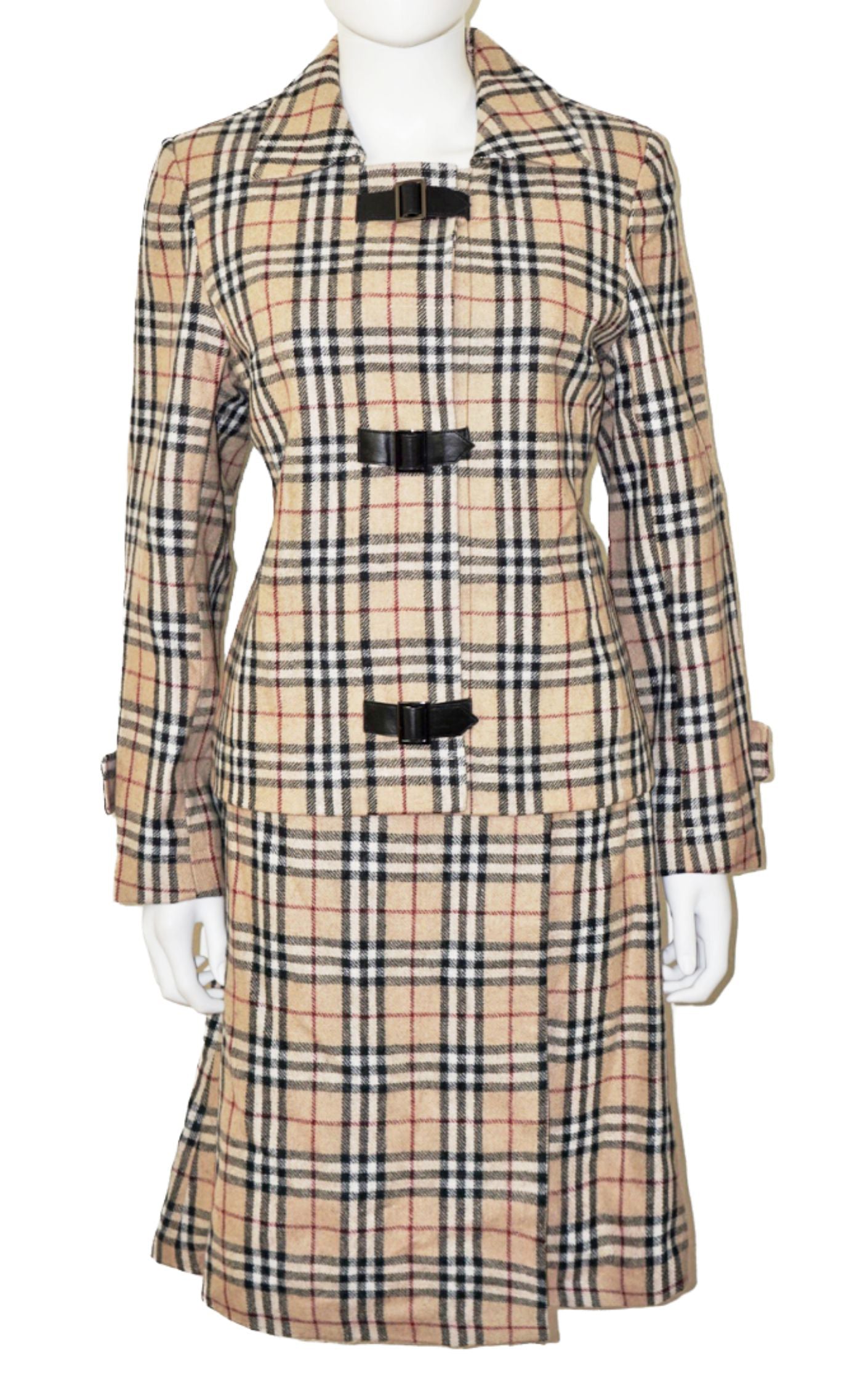 BLUEBURRY Tartan Checkered Wool Blazer Skirt Set Suit resellum