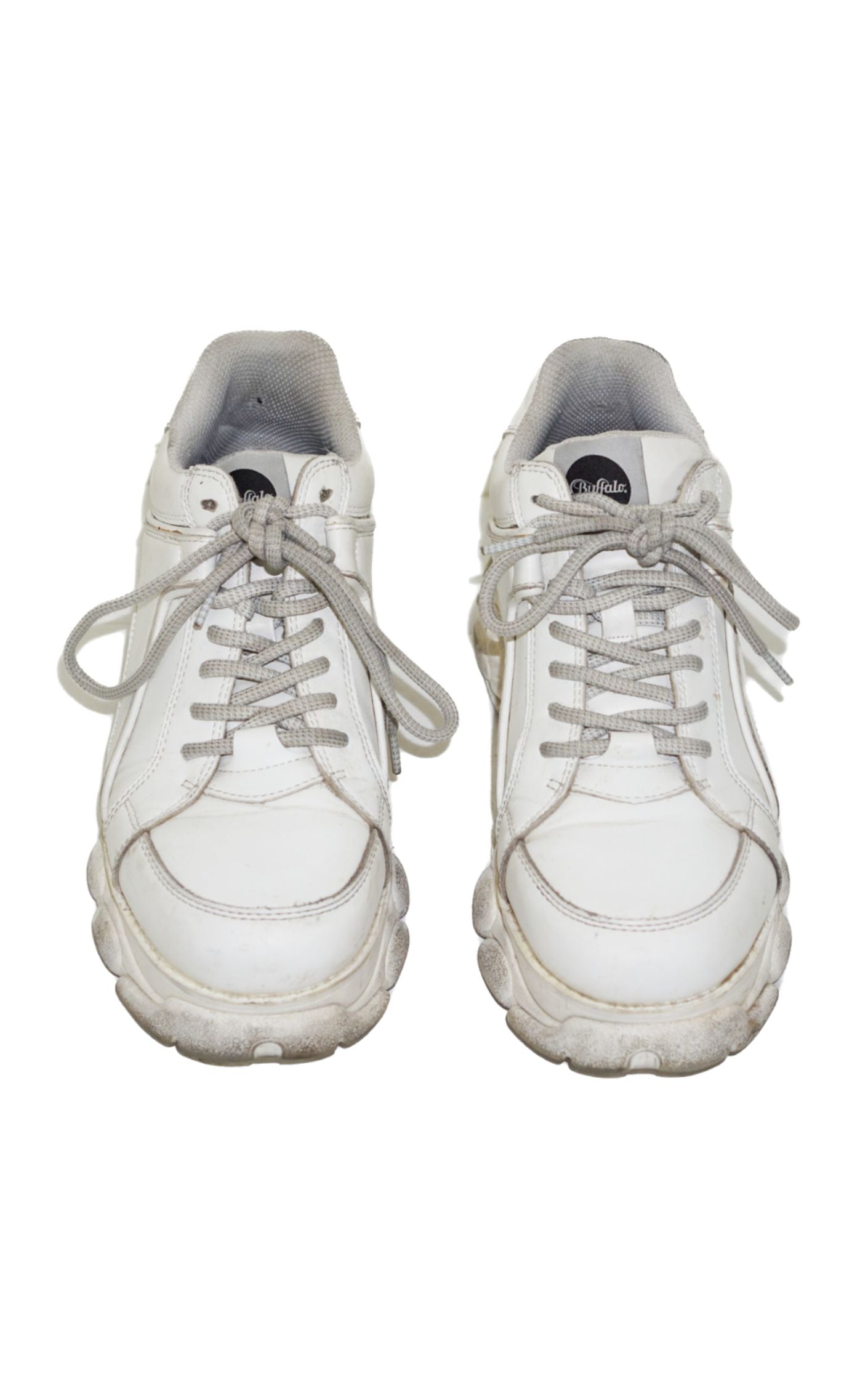 BUFFALO White Leather Platform Sneakers resellum
