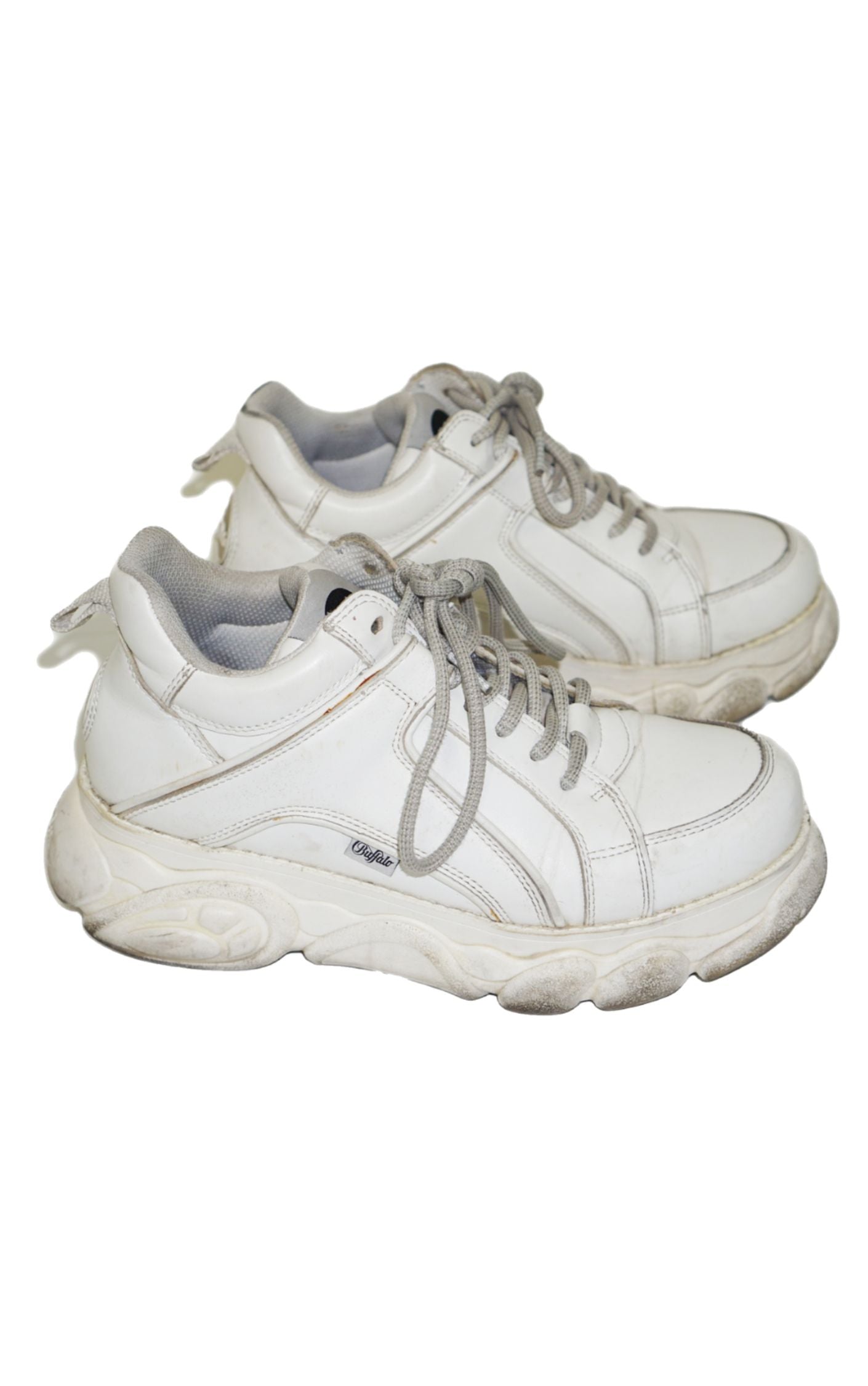BUFFALO White Leather Platform Sneakers resellum