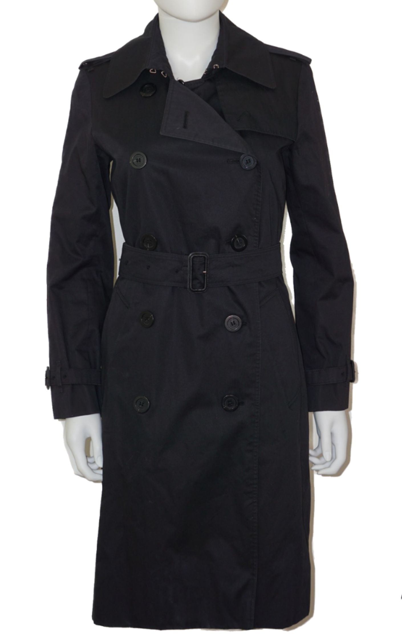 BURBERRY Black Double Breasted Trench Coat resellum