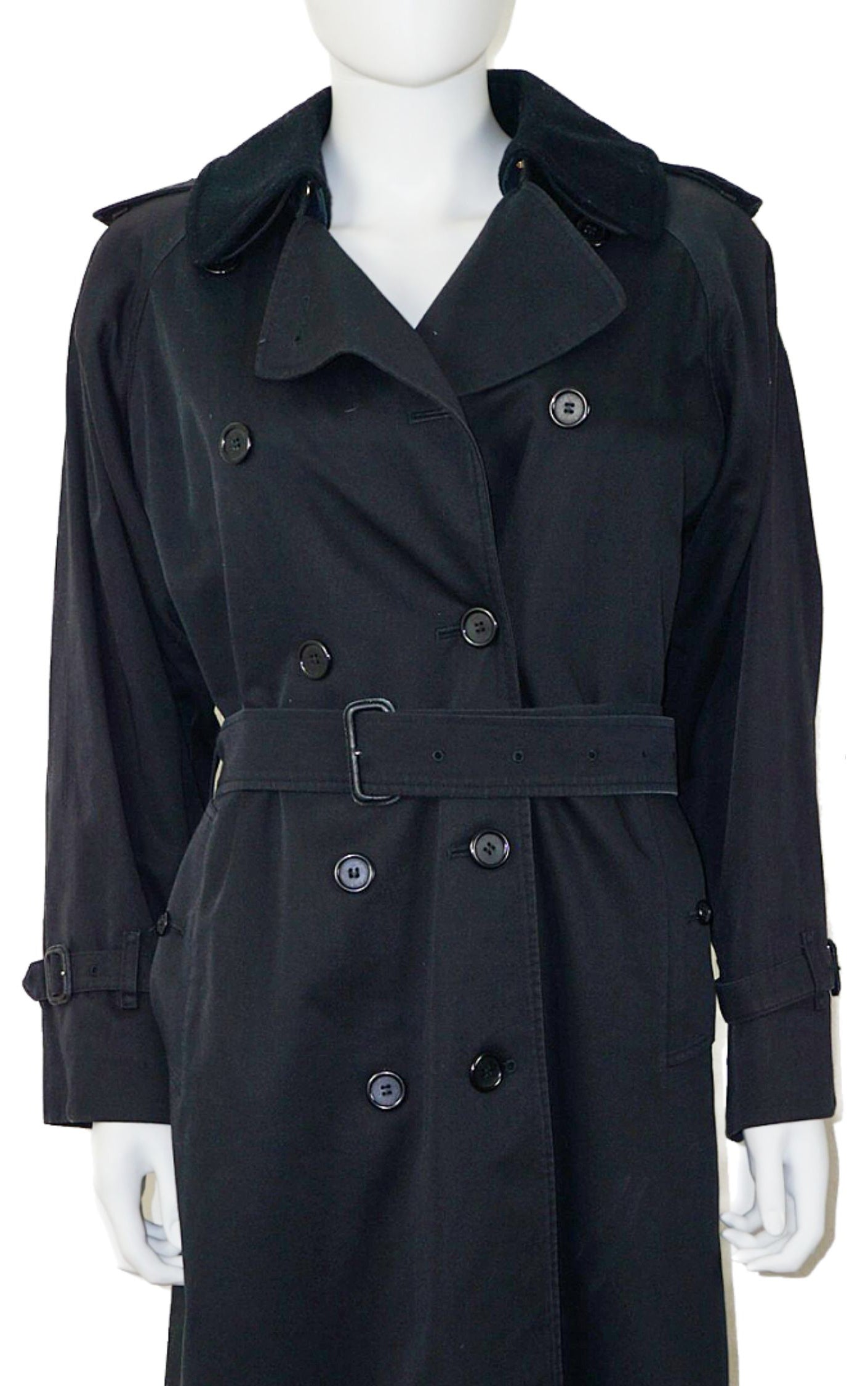 BURBERRY Vintage Black Double Breasted Trench Coat resellum