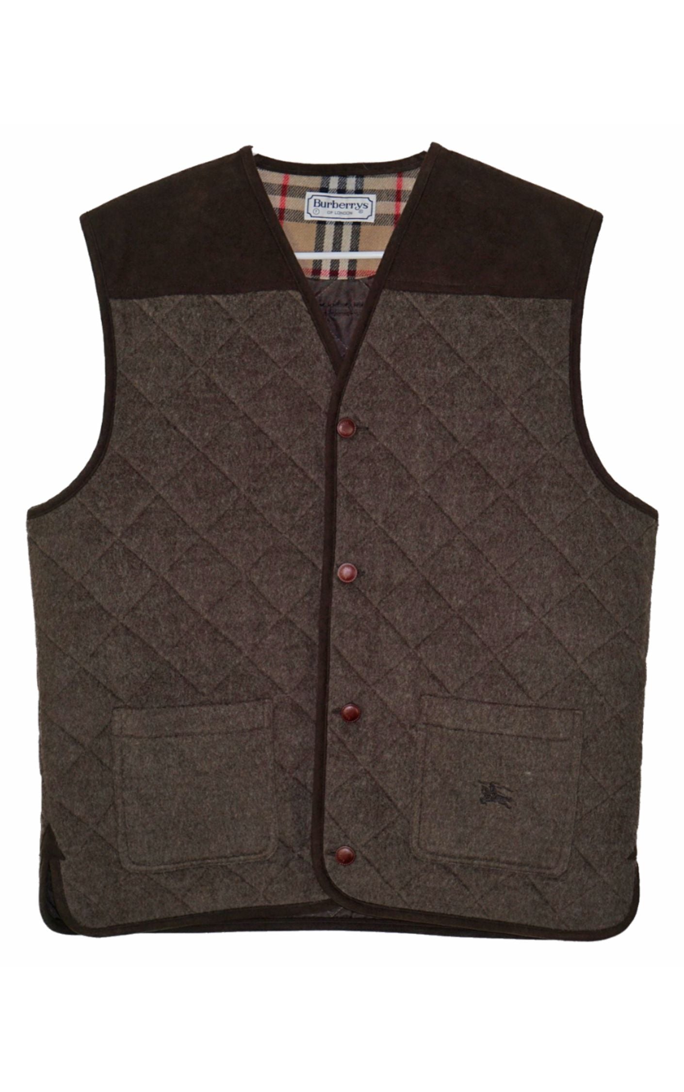 BURBERRY Vintage Logo Quilted Wool Vest resellum