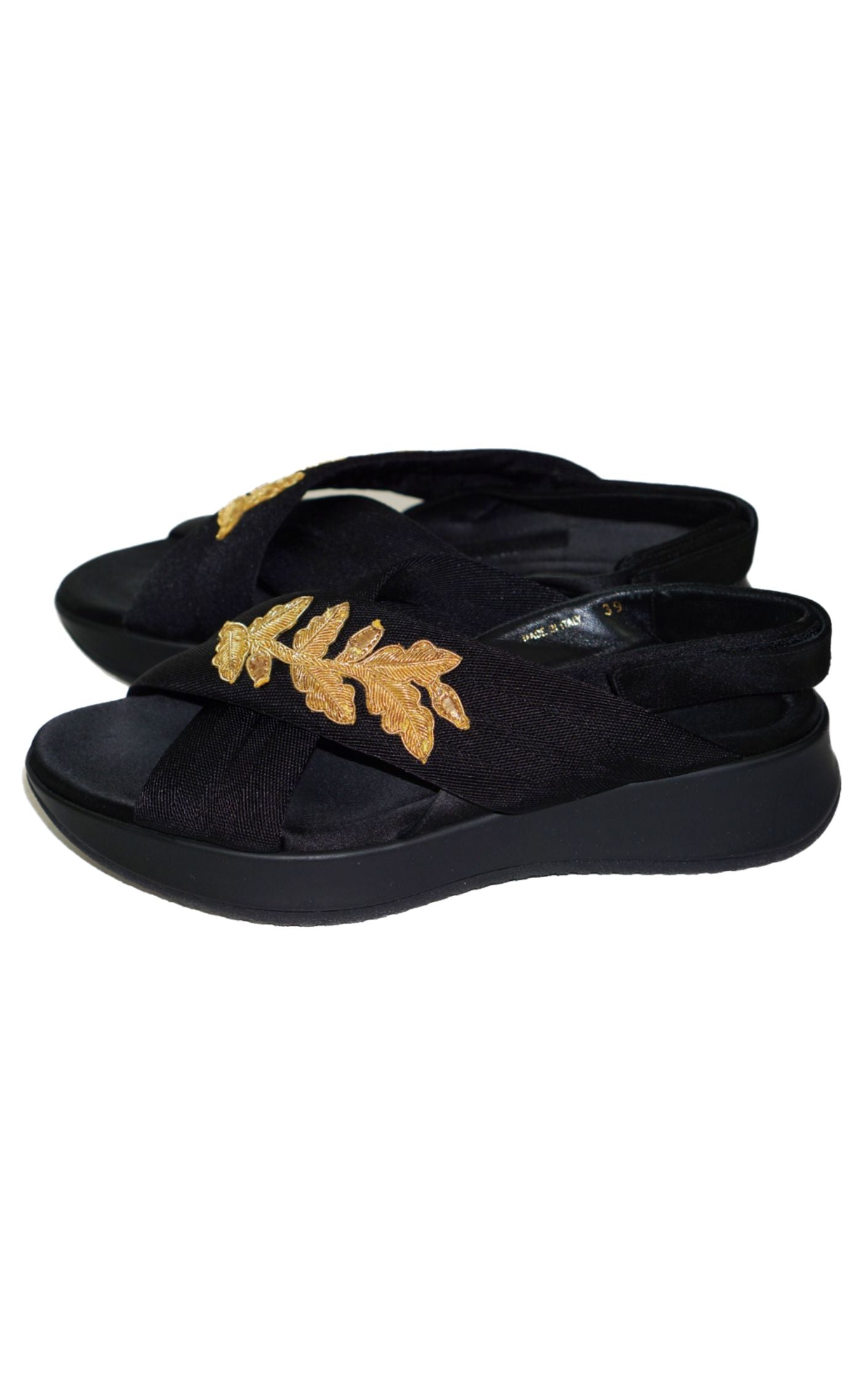 BURBERRY Prorsum Criss Cross Gold Leaf Sandals resellum