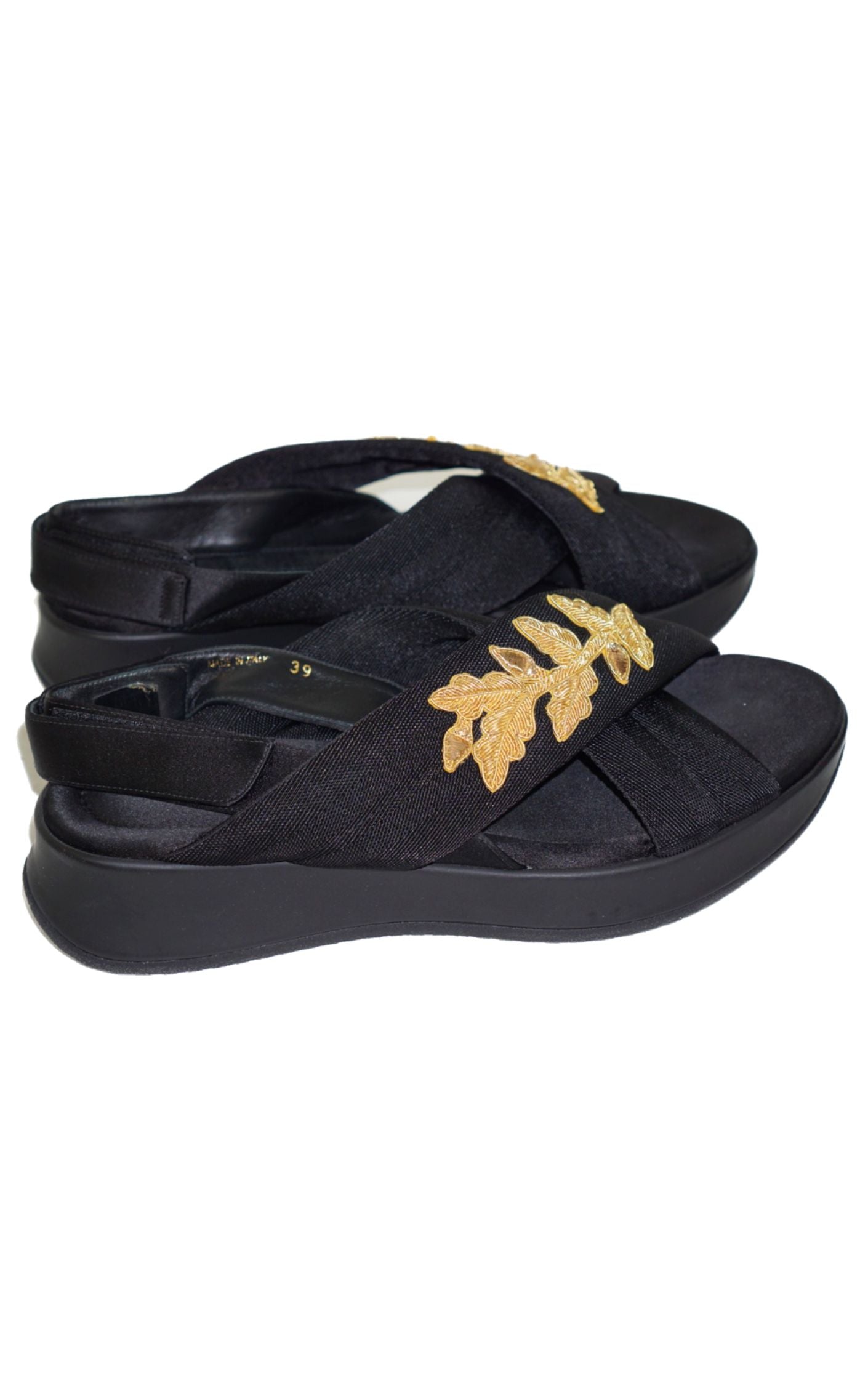 BURBERRY Prorsum Criss Cross Gold Leaf Sandals resellum