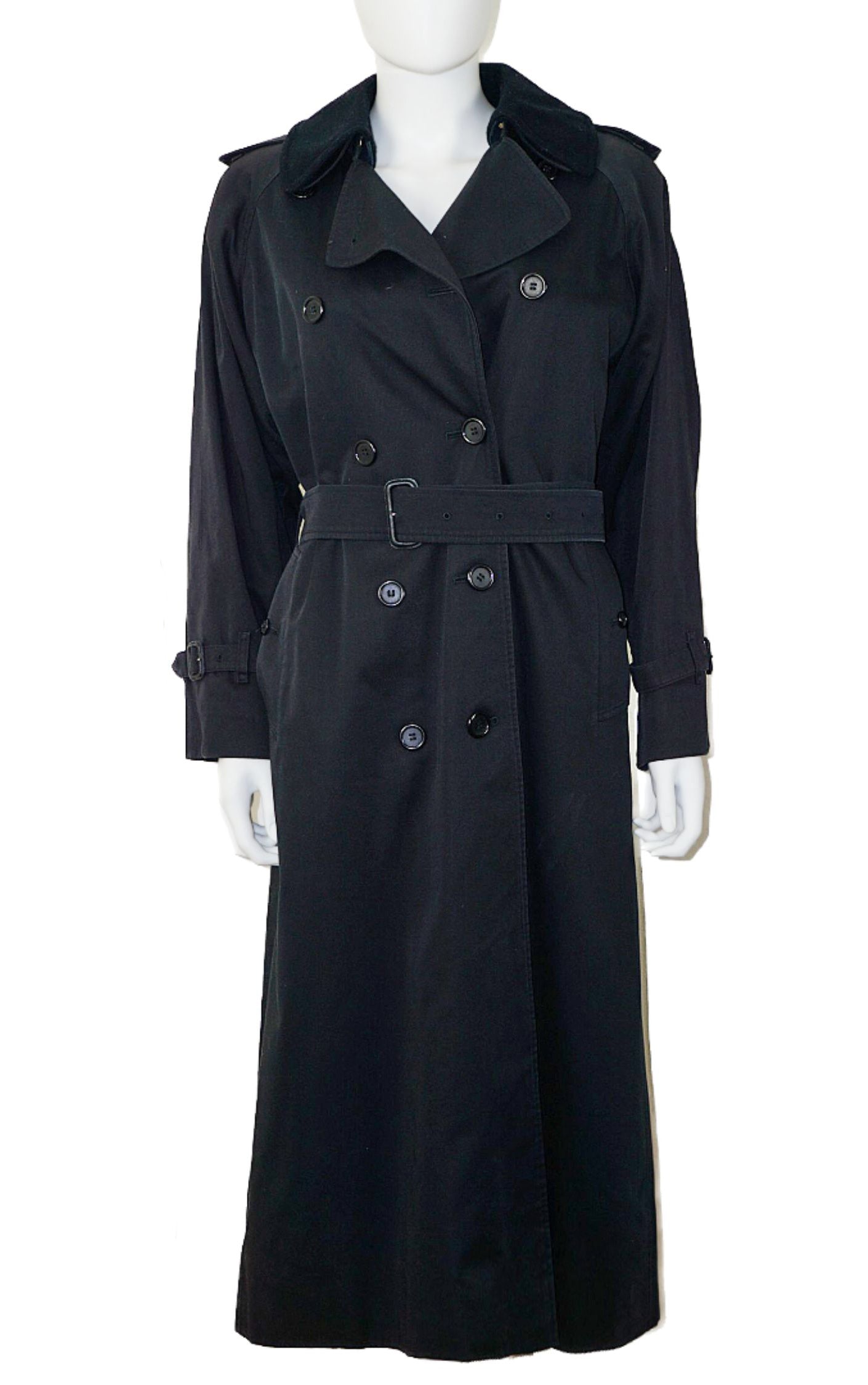 BURBERRY Vintage Black Double Breasted Trench Coat resellum