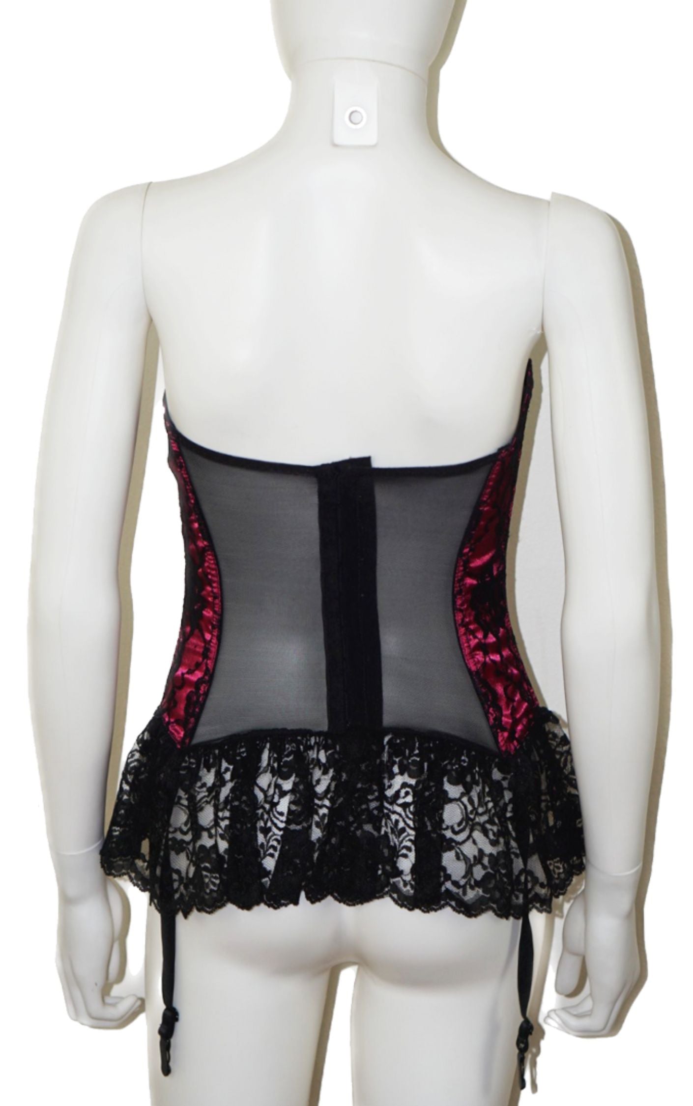 Black Pink Lace Garter Corset Bustier resellum