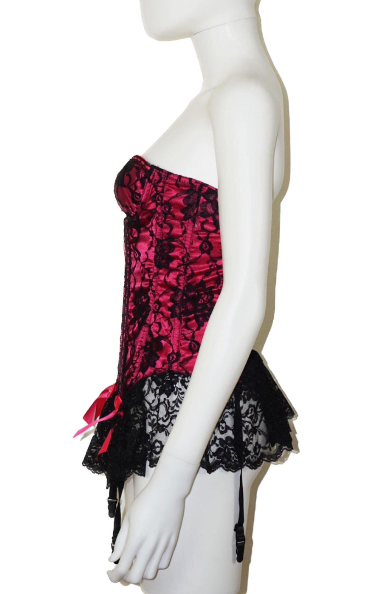 Black Pink Lace Garter Corset Bustier resellum