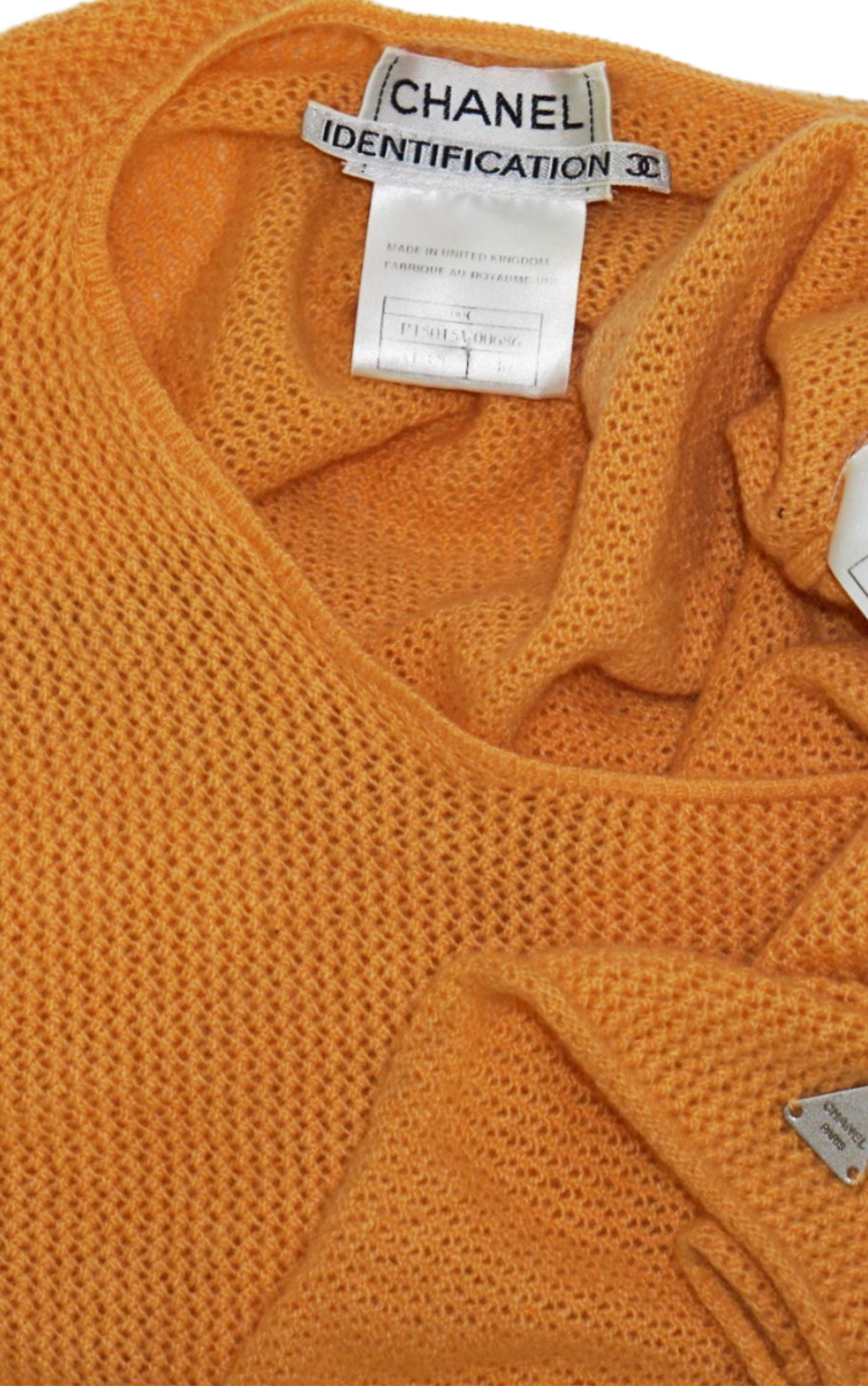 CHANEL Vintage Coco Cuba Knit Cashmere Orange Sweater resellum