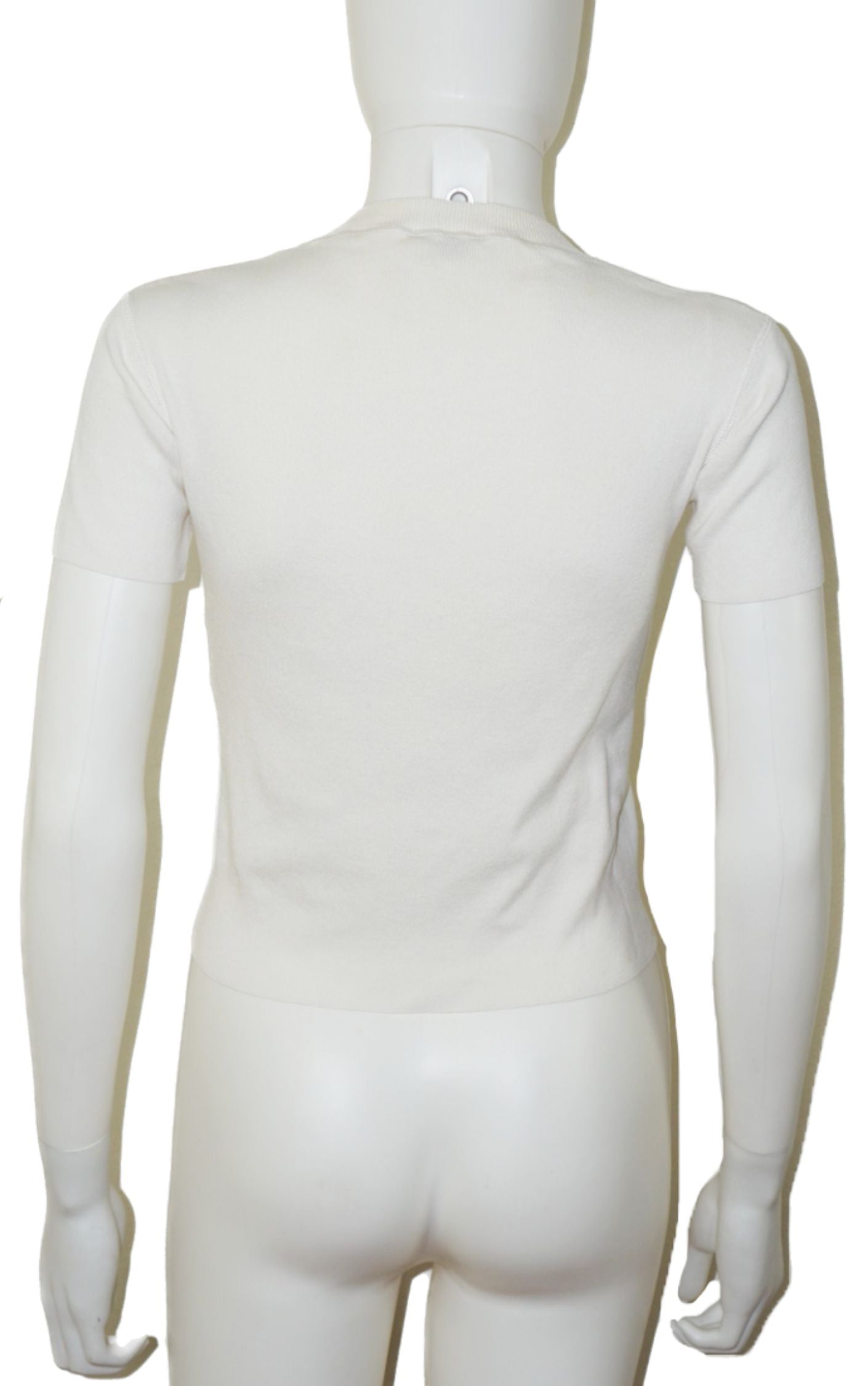 CHANEL White Crewneck Short Sleeve Cotton Top resellum