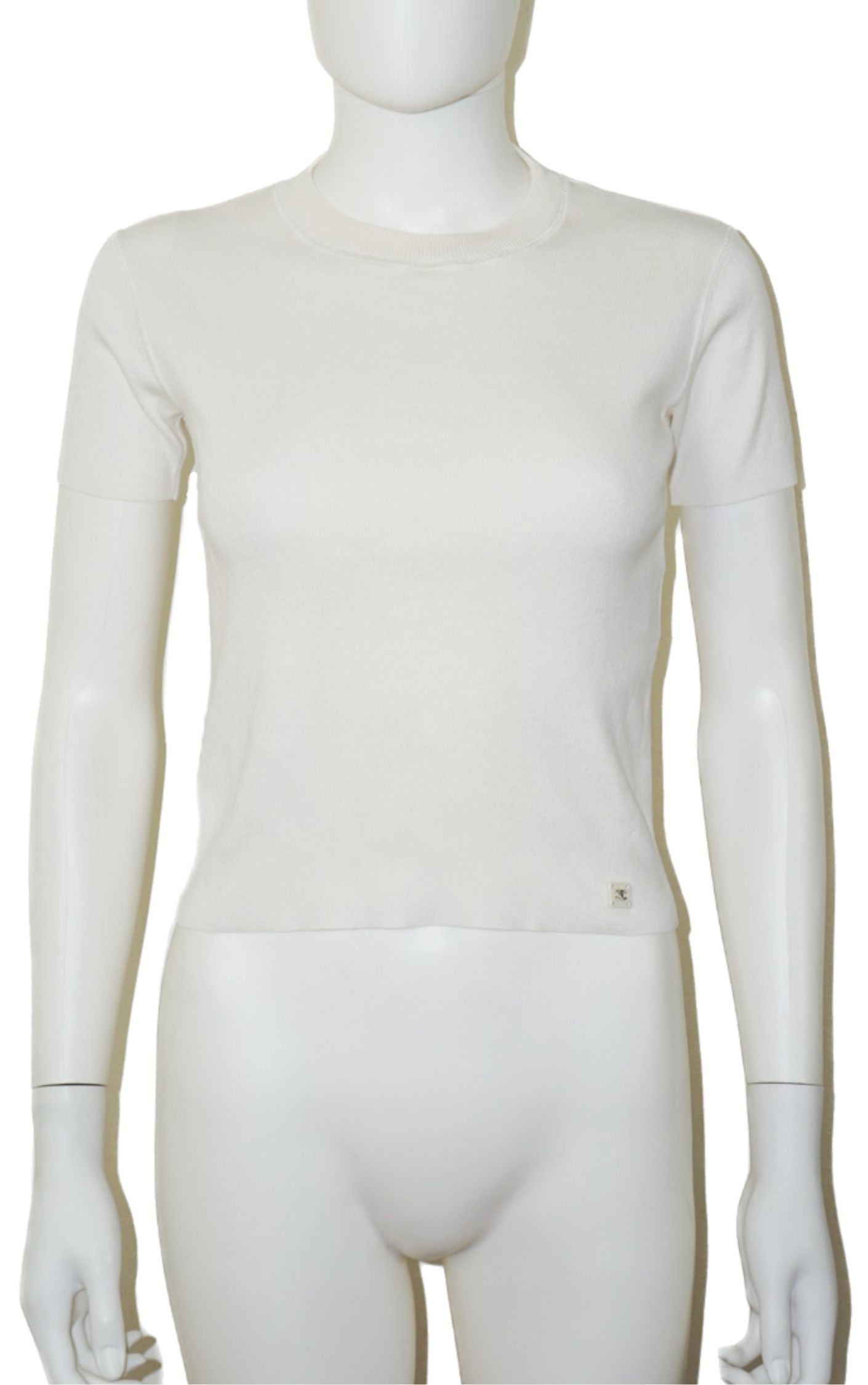 CHANEL White Crewneck Short Sleeve Cotton Top resellum