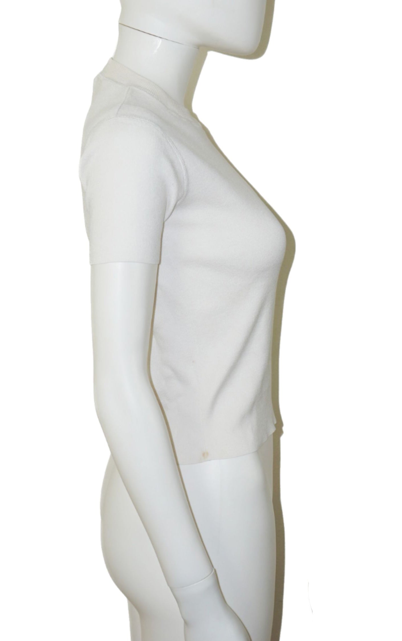 CHANEL White Crewneck Short Sleeve Cotton Top resellum