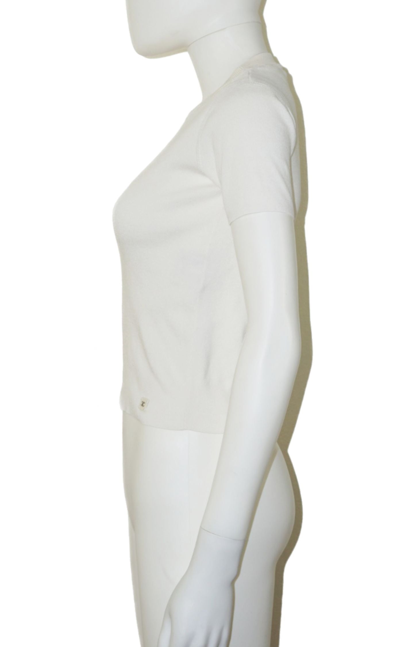 CHANEL White Crewneck Short Sleeve Cotton Top resellum