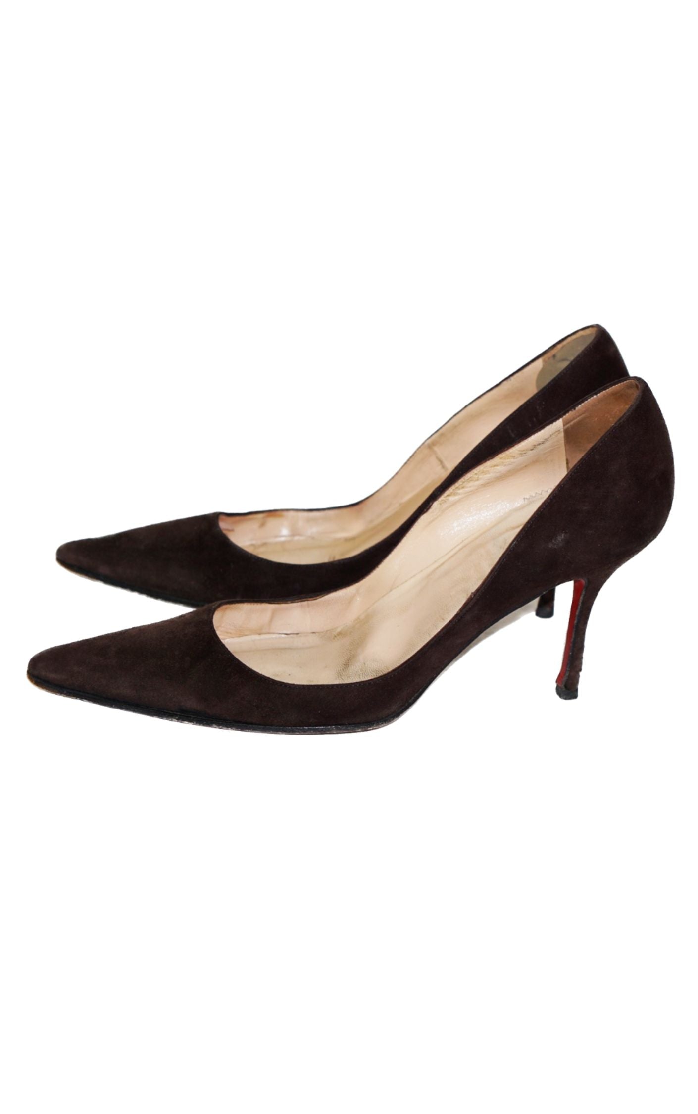 CHRISTIAN LOUBOUTIN Brown Suede Pumps resellum