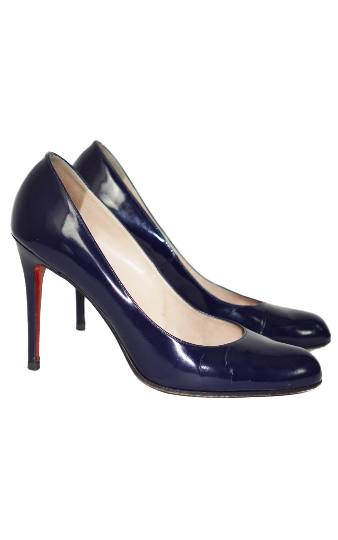 CHRISTIAN LOUBOUTIN Patent Leather Navy Simple Pumps resellum