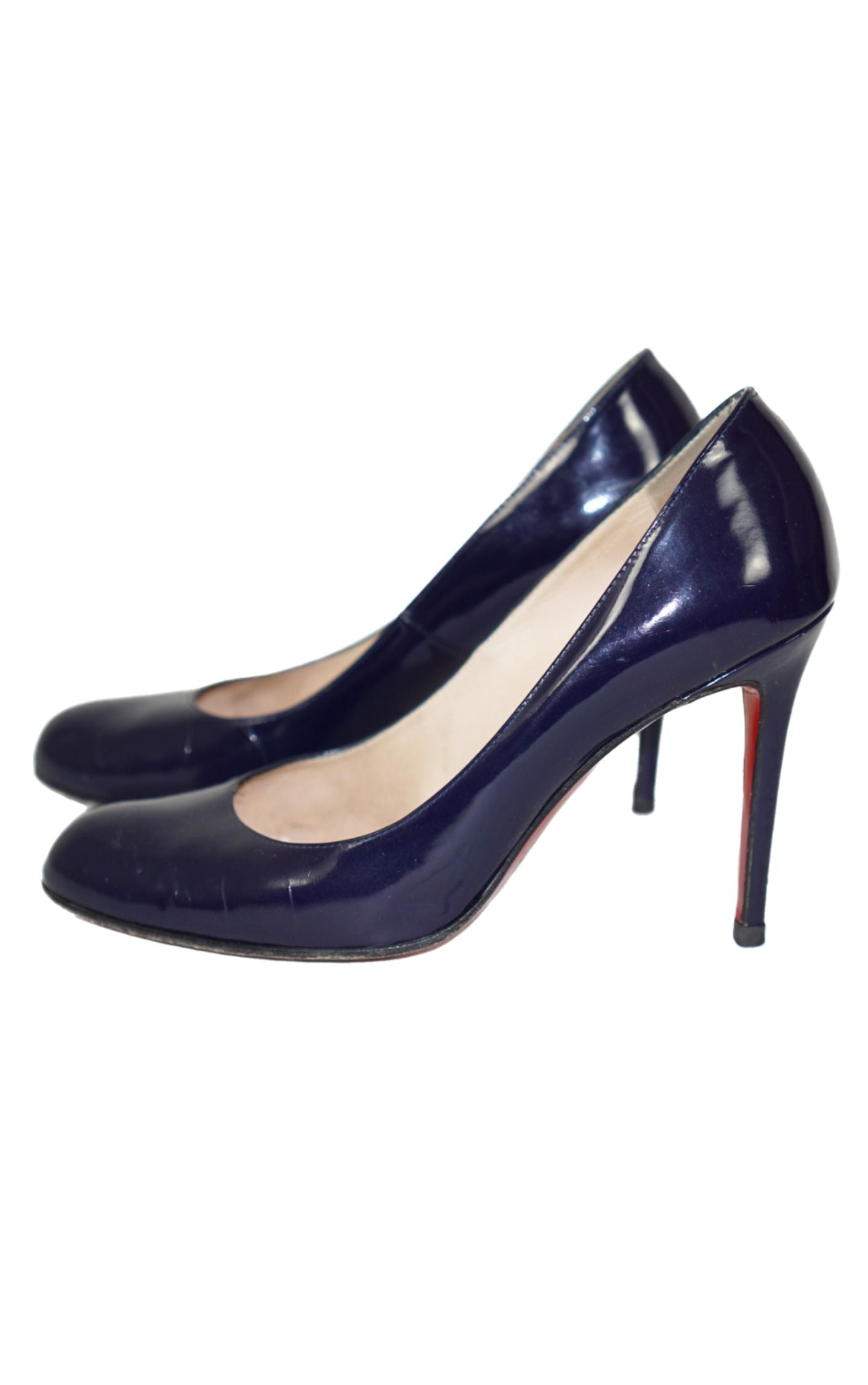 CHRISTIAN LOUBOUTIN Patent Leather Navy Simple Pumps resellum