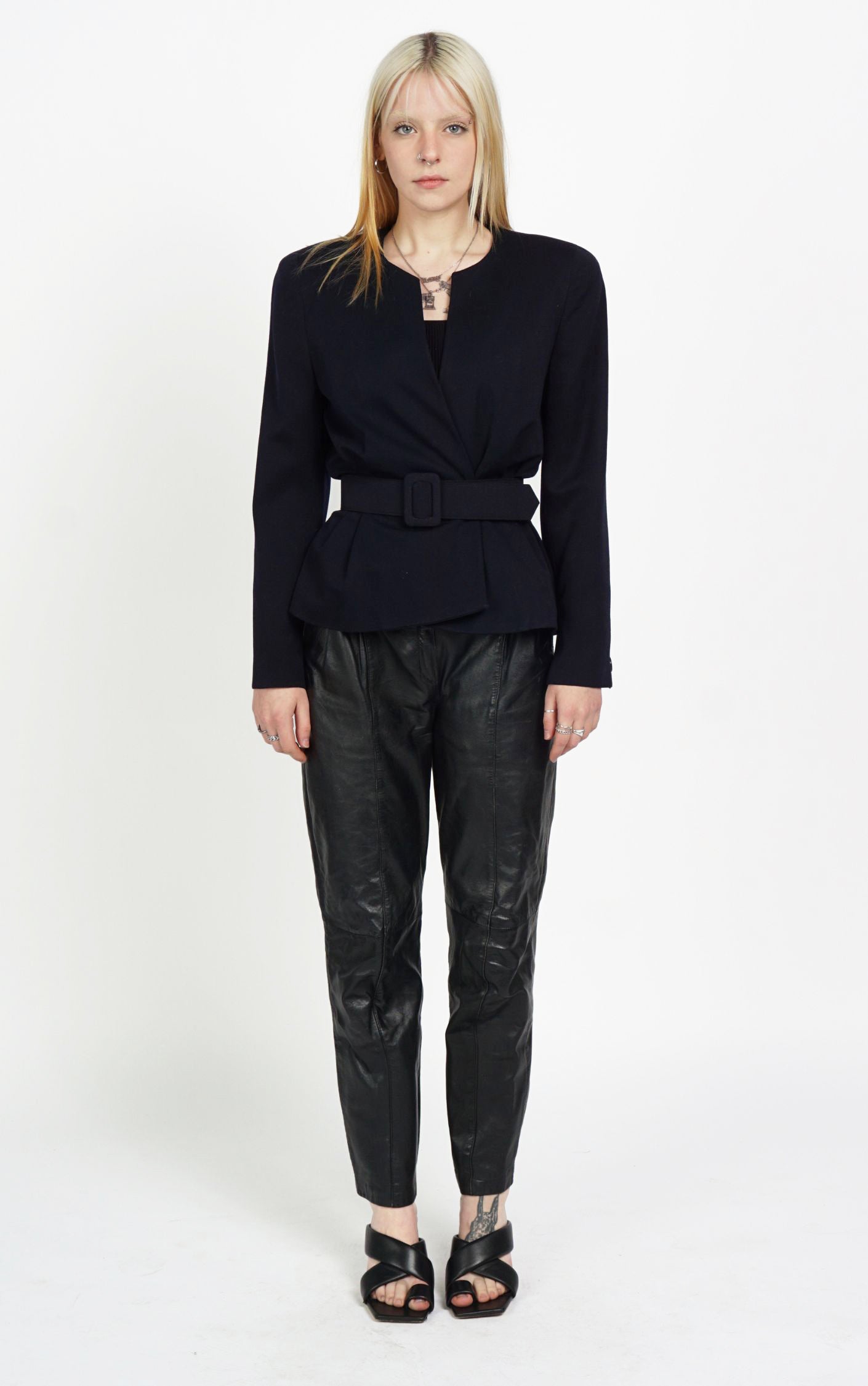 CHRISTIAN DIOR Vintage Belted Peplum Blazer resellum