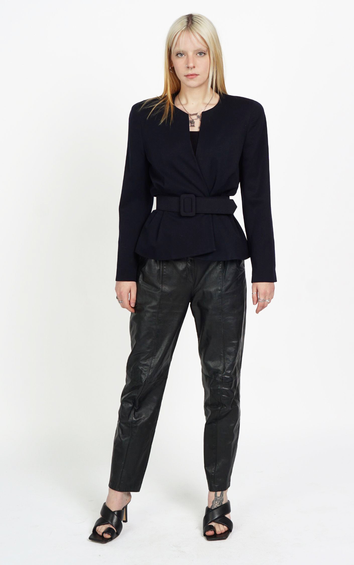 CHRISTIAN DIOR Vintage Belted Peplum Blazer resellum