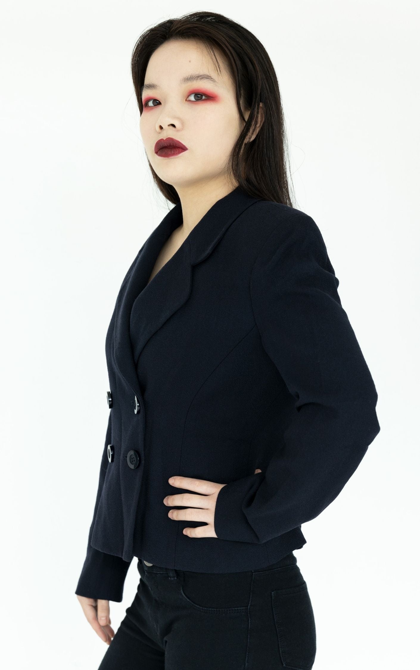 CHRISTIAN DIOR Vintage Navy Double Breasted Wool Blazer RESELLUM