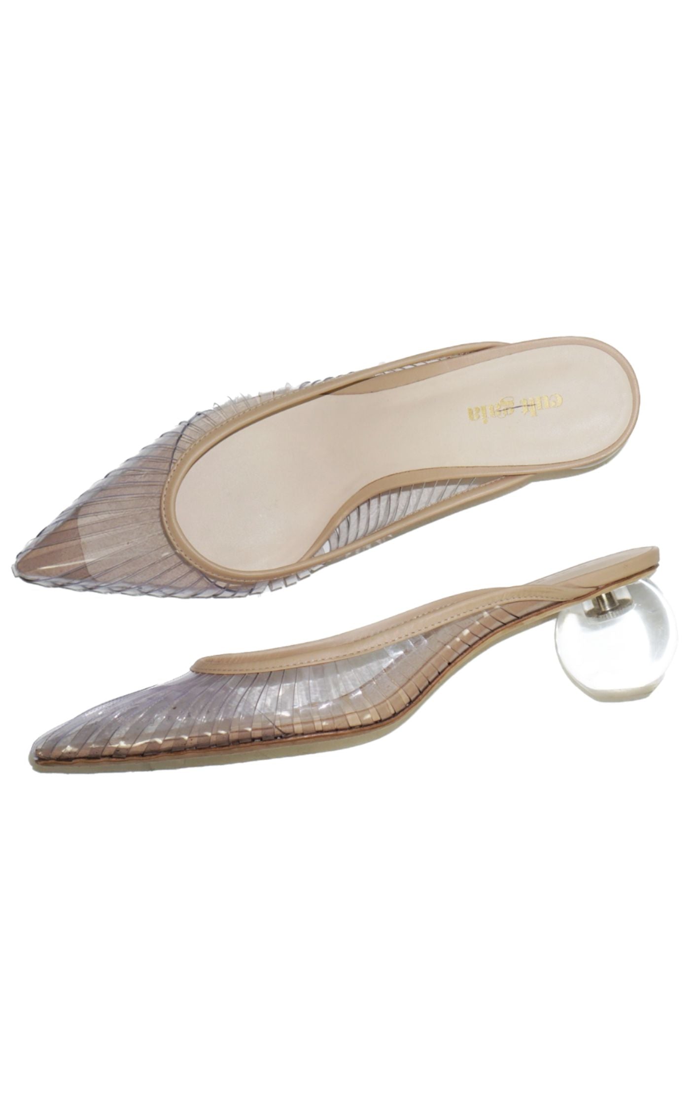 CULT GAIA Alia Clear Round Heel Mules resellum
