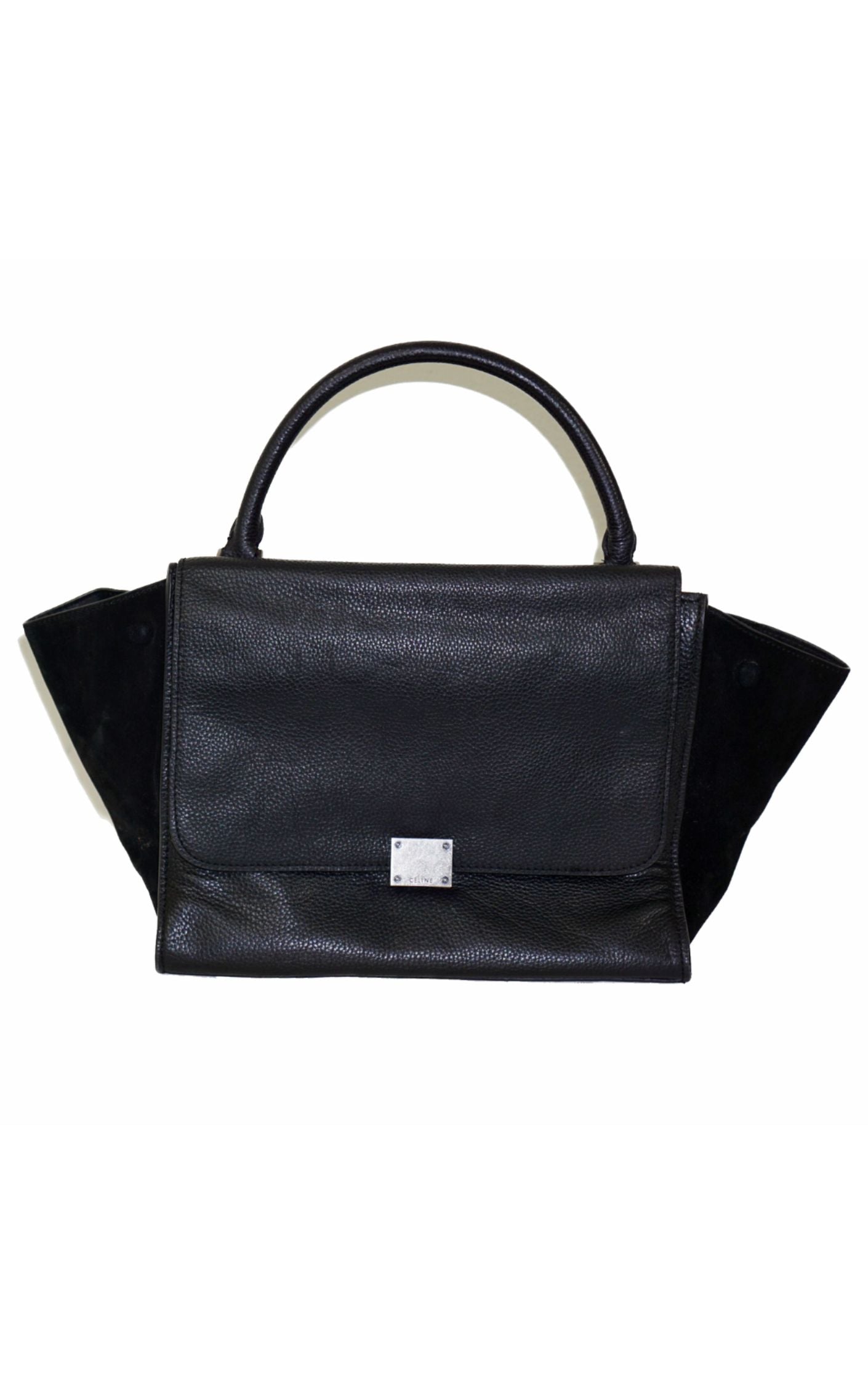 CÉLINE Trapeze Calfskin Black Leather Shoulder Bag resellum