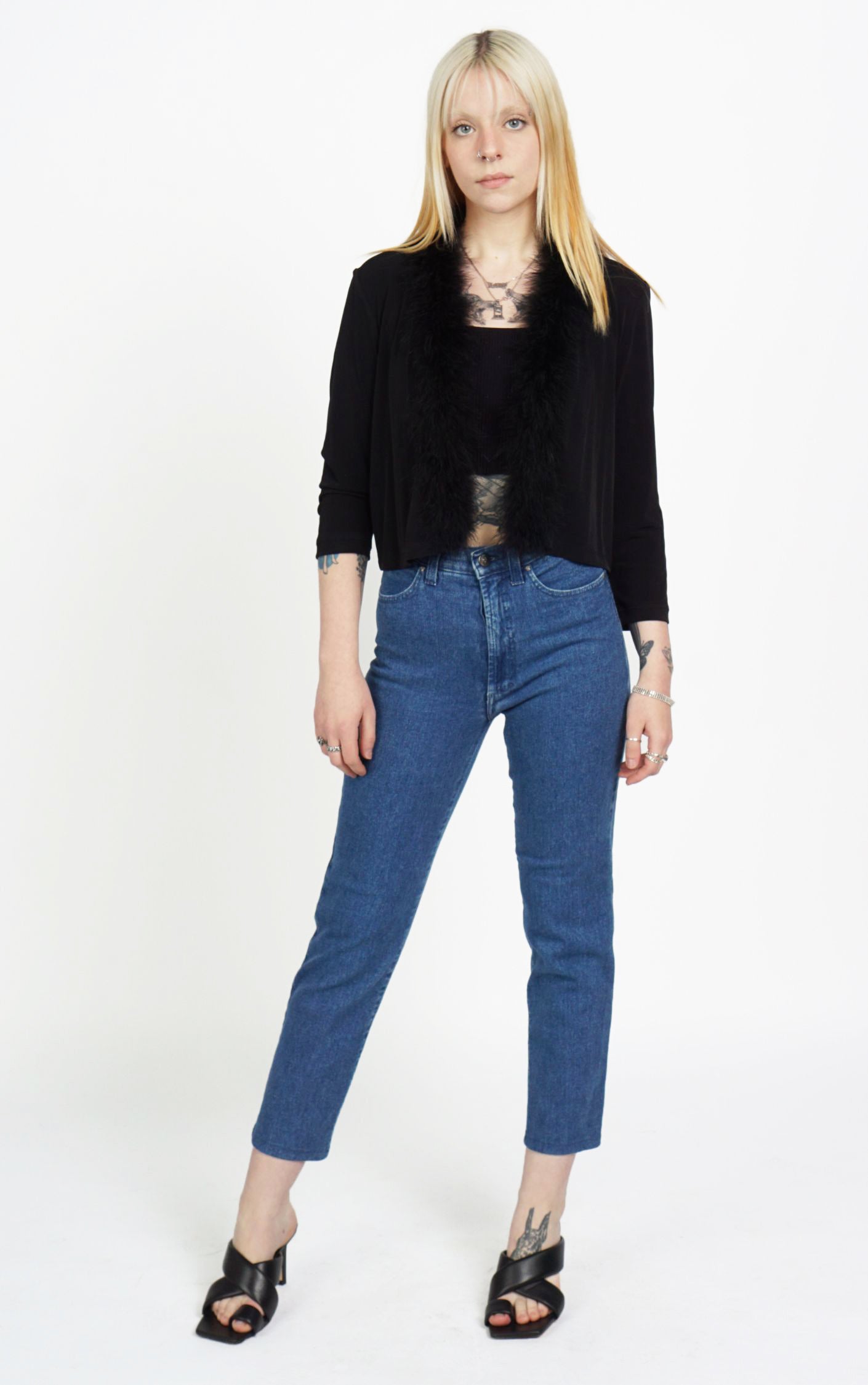 Calvin Klein Y2K Feather Sheer Bolero Top resellum