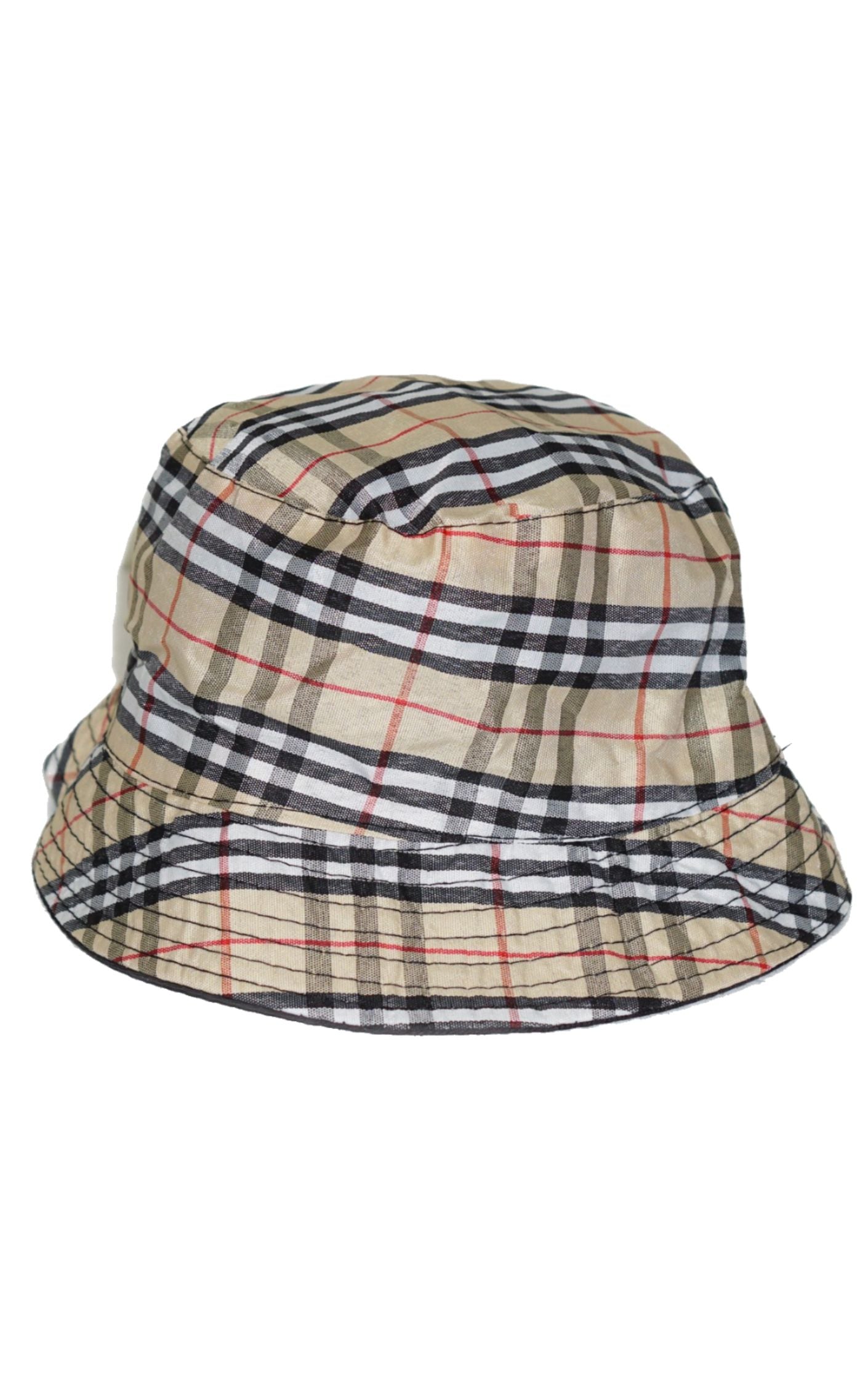 Check Plaid Technical Cotton Bucket Hat resellum