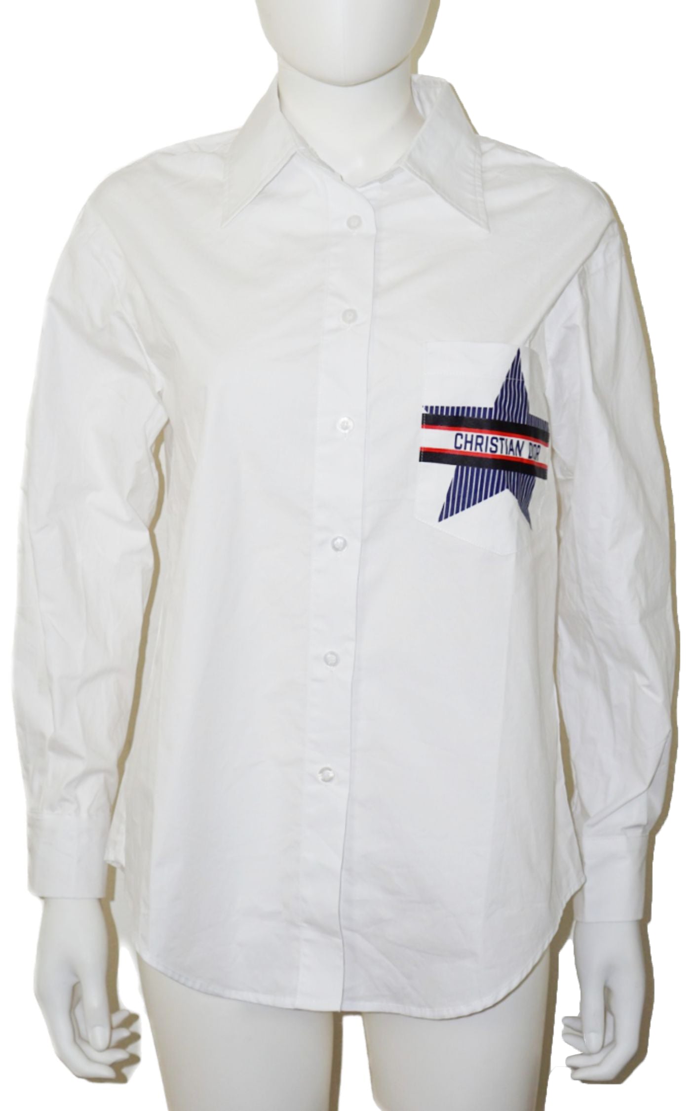 DIOR NWT Star Logo Pocket White Collared Button Down Shirt resellum