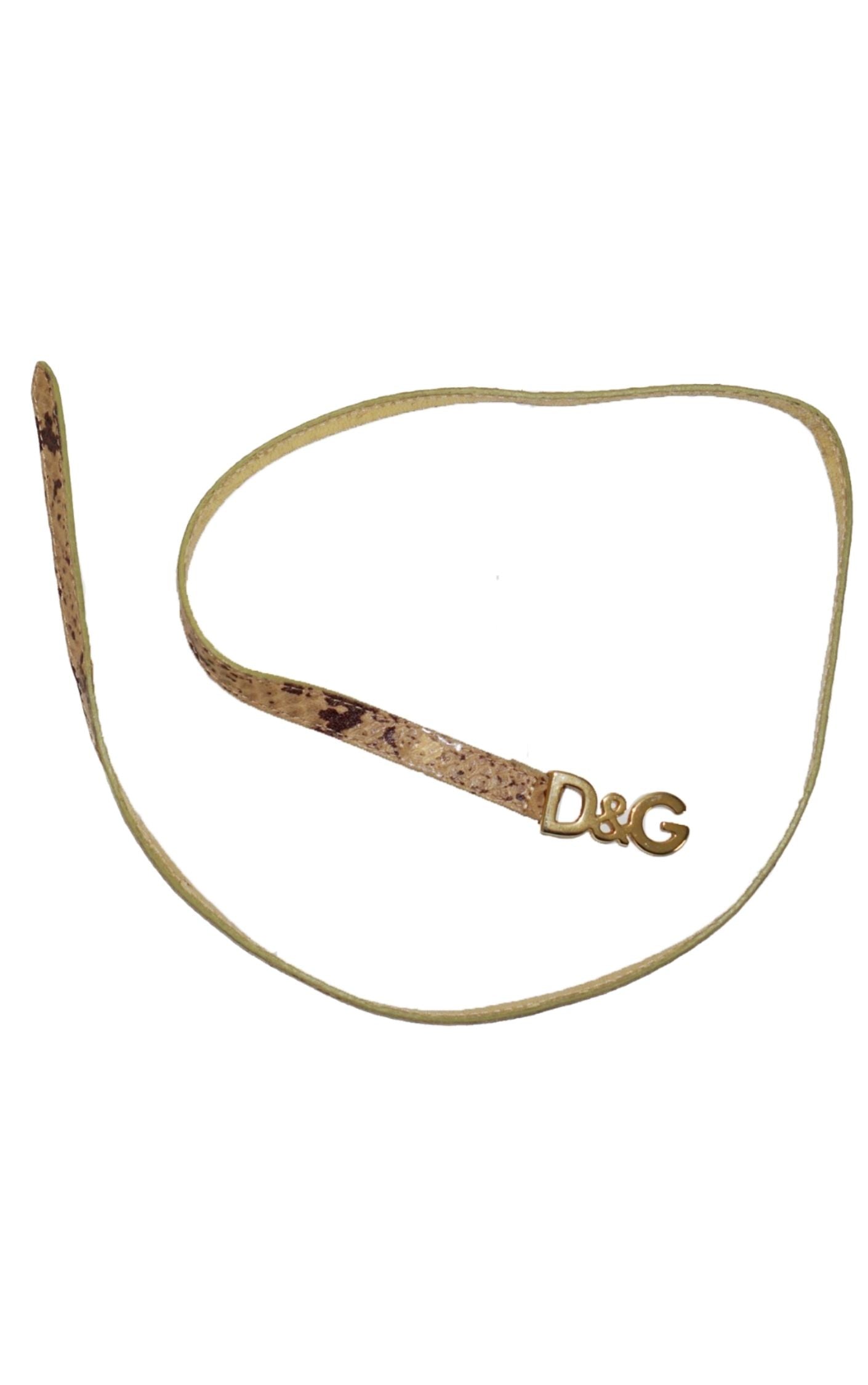 DOLCE & GABBANA D&G Logo Thin Snakeskin Belt RESELLUM