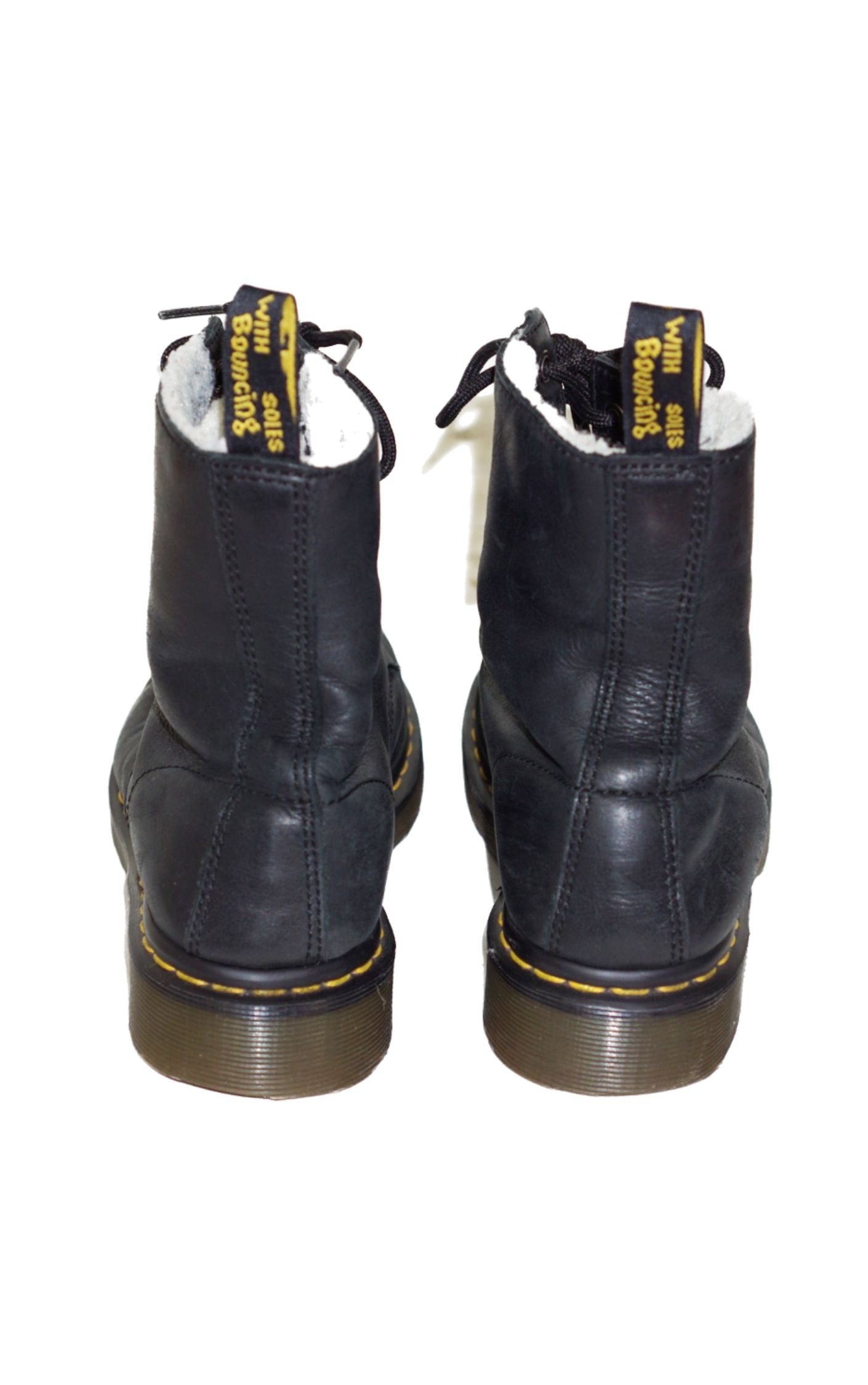 DR. MARTENS Serena Fur Lined Black Boots resellum