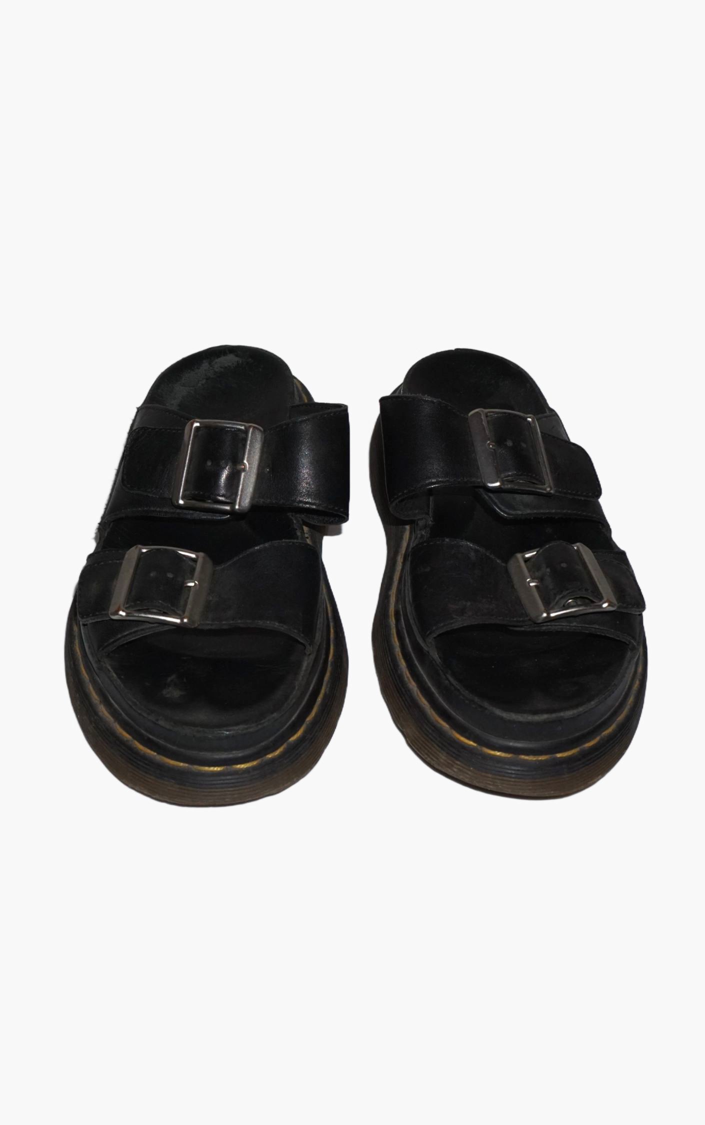 DR.MARTENS Leather Buckle Platform Slide Sandals resellum