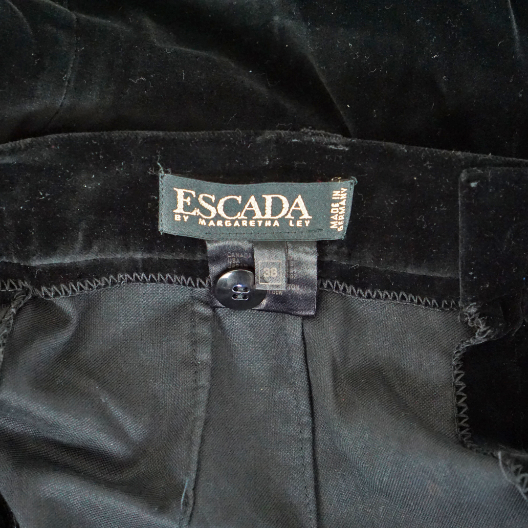 ESCADA VTG Black Velvet Belted Pants
