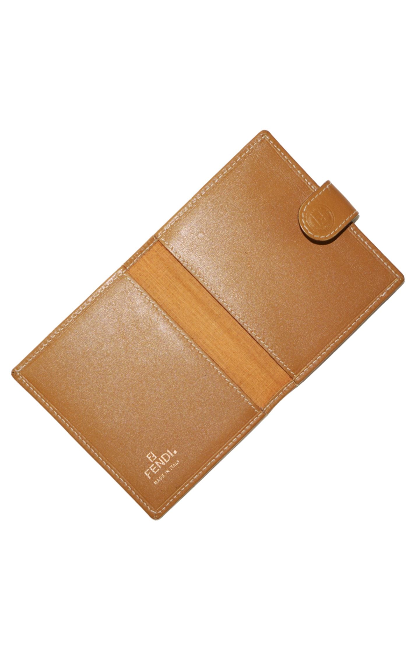 FENDI Logo Checkered Tartan Brown Mini Wallet resellum