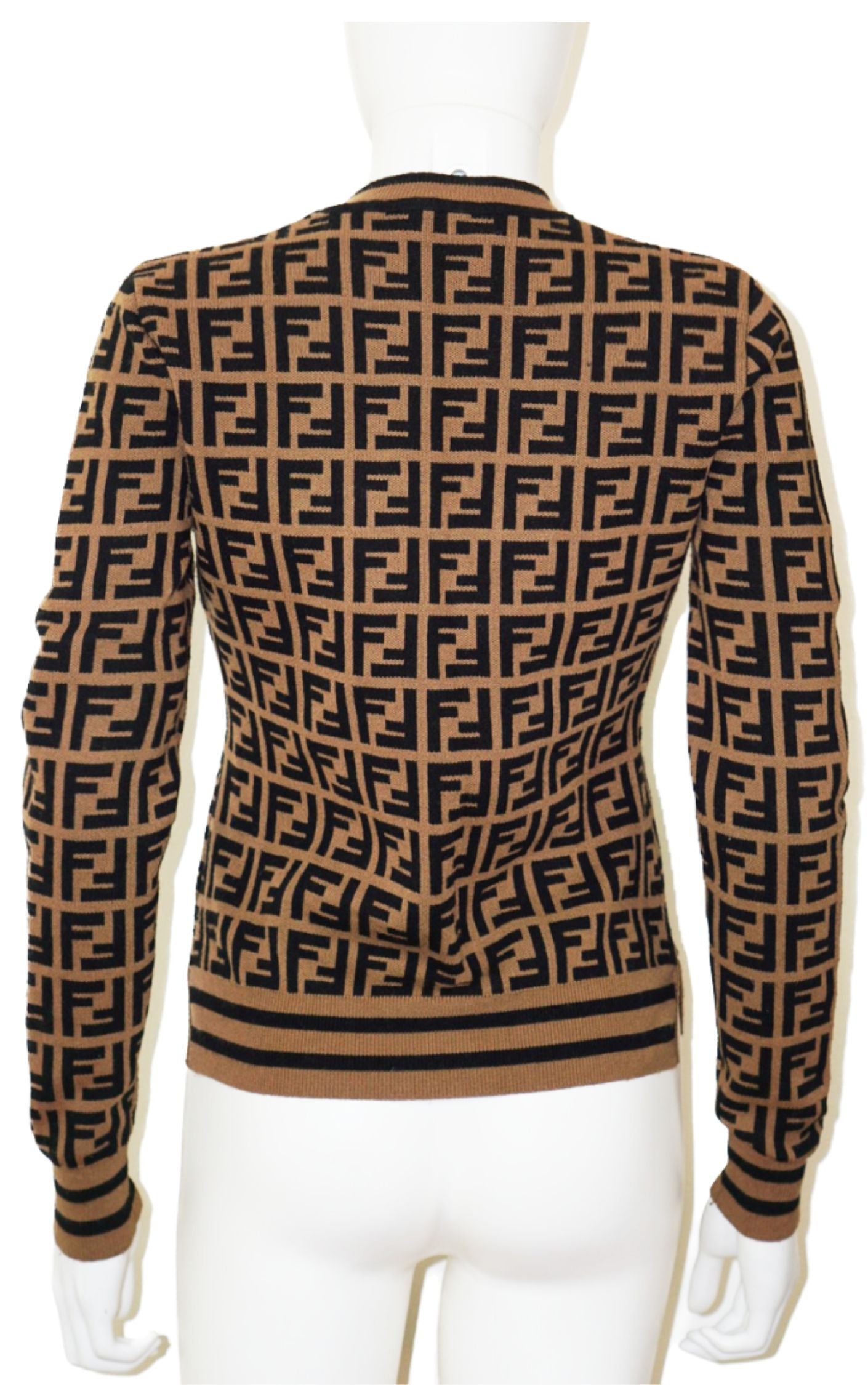 FENDI Roma Logo Monogram Embroidered Wool Sweater resellum