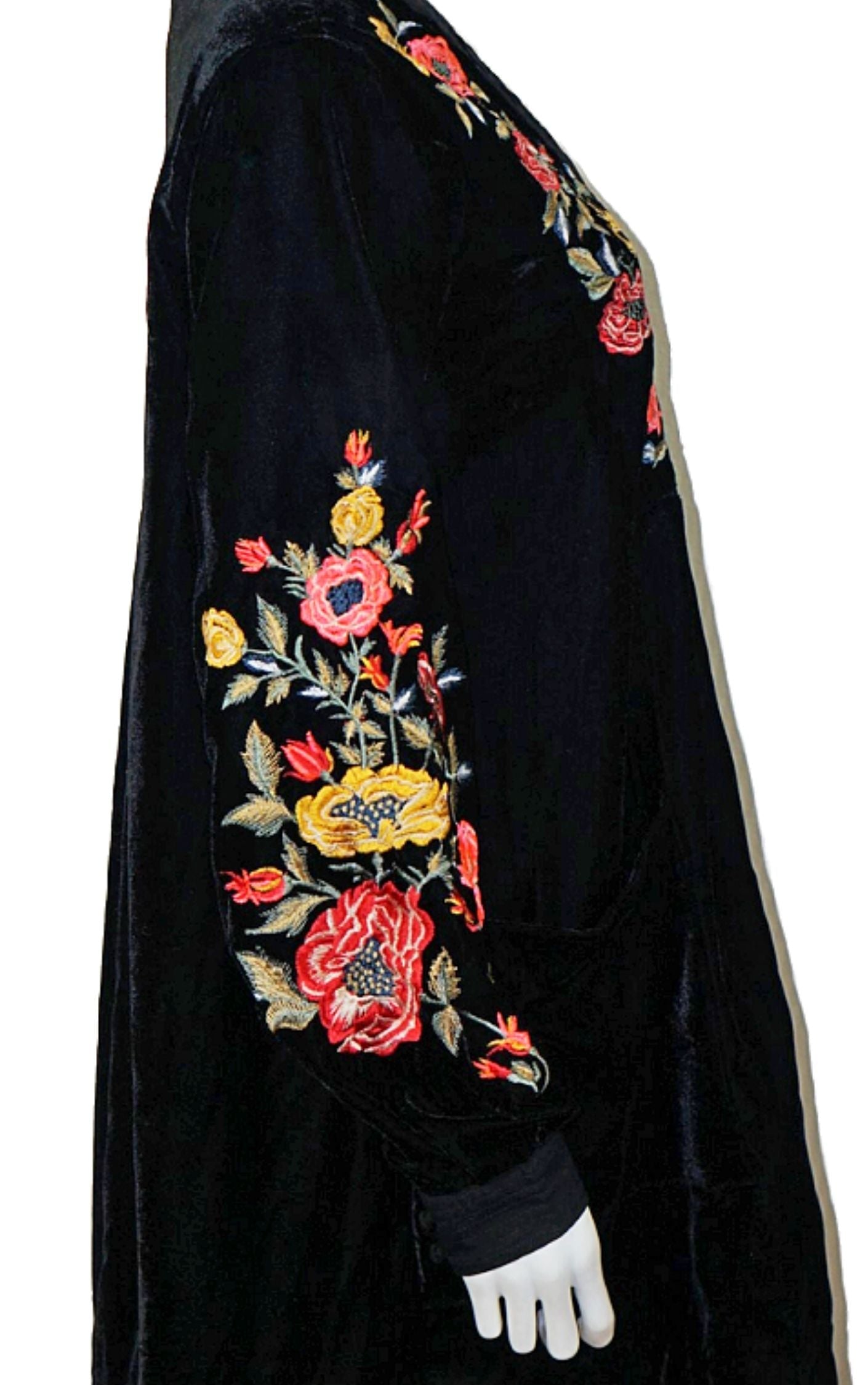 FREE PEOPLE Mia Black Velvet Floral Embroidered Dress RESELLUM