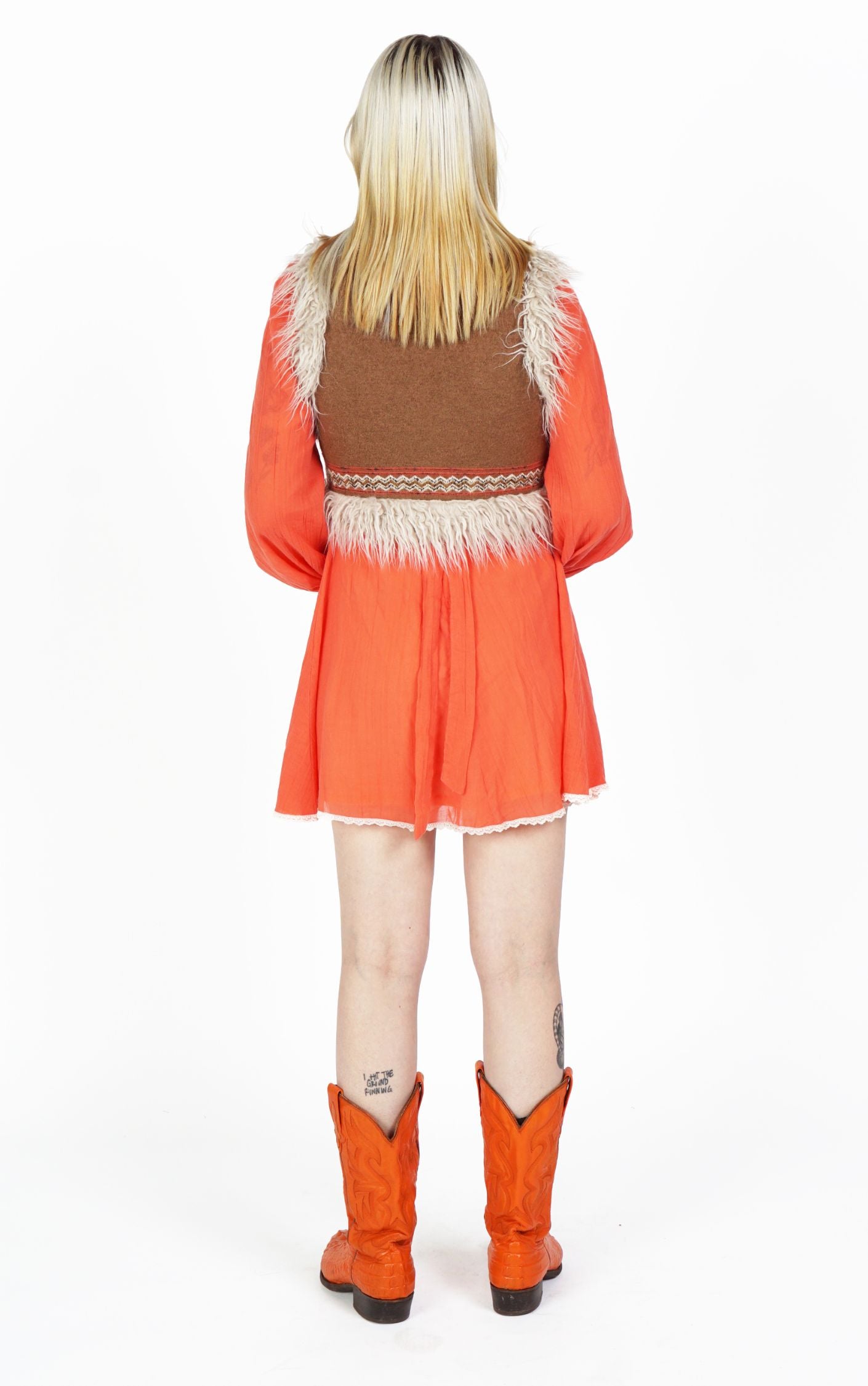 FREE PEOPLE Boho Fur Trim Embroidered Vest resellum